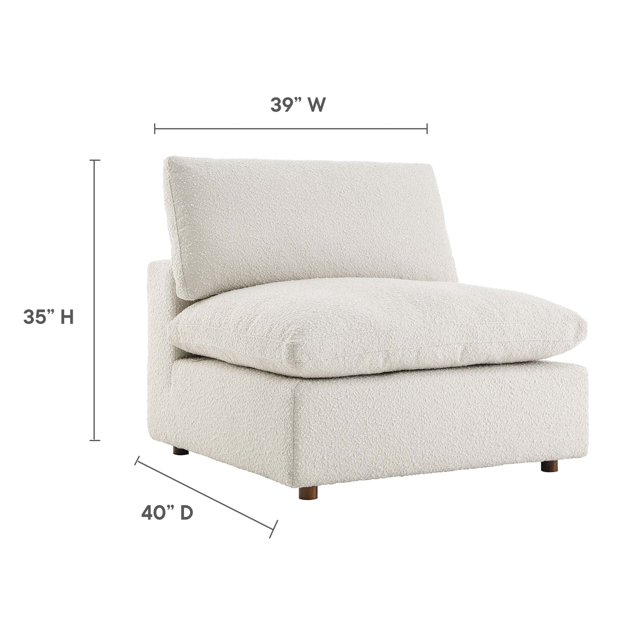 Commix Down Filled Overstuffed Boucle Fabric Armless Chair