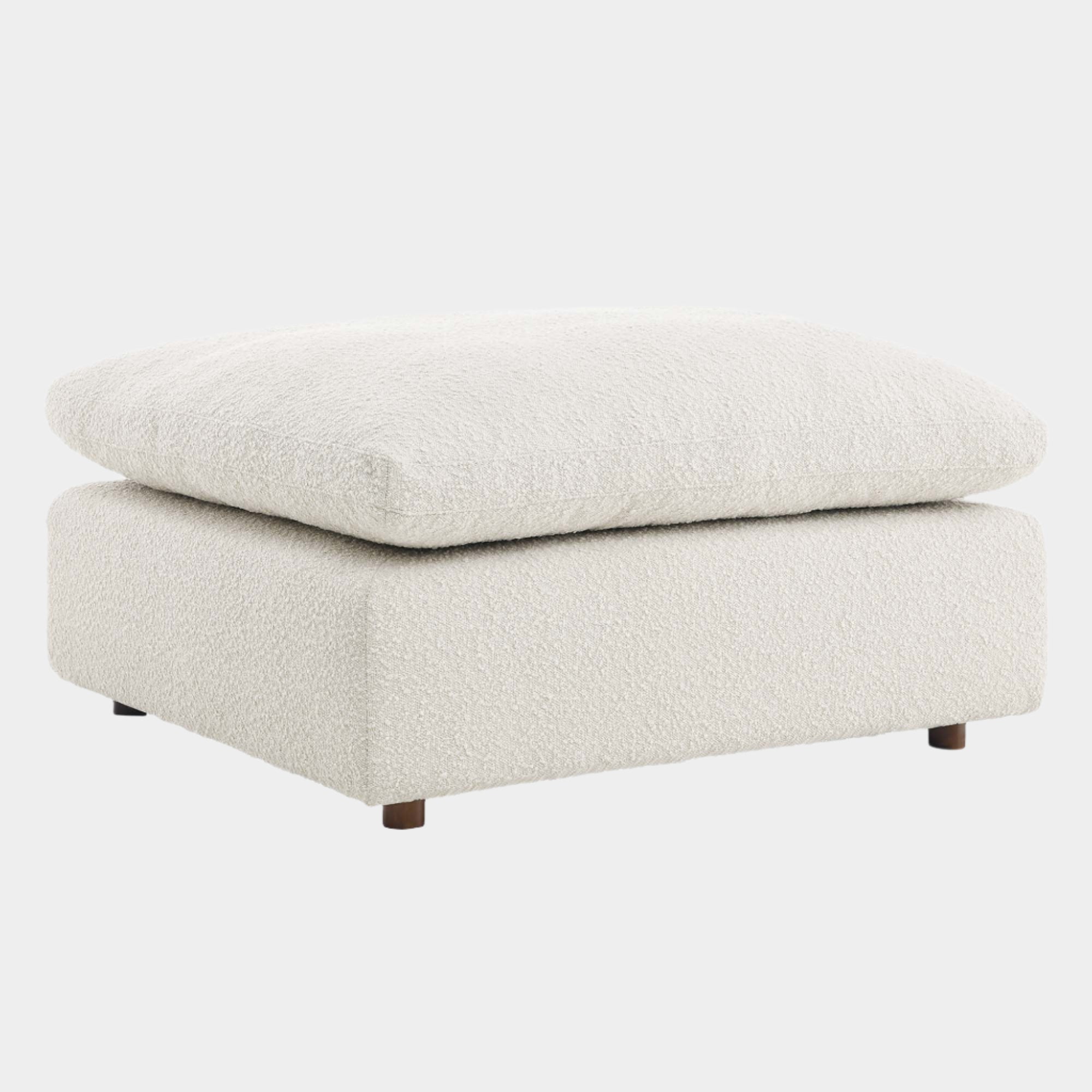 Commix Down Filled Overstuffed Boucle Fabric Ottoman