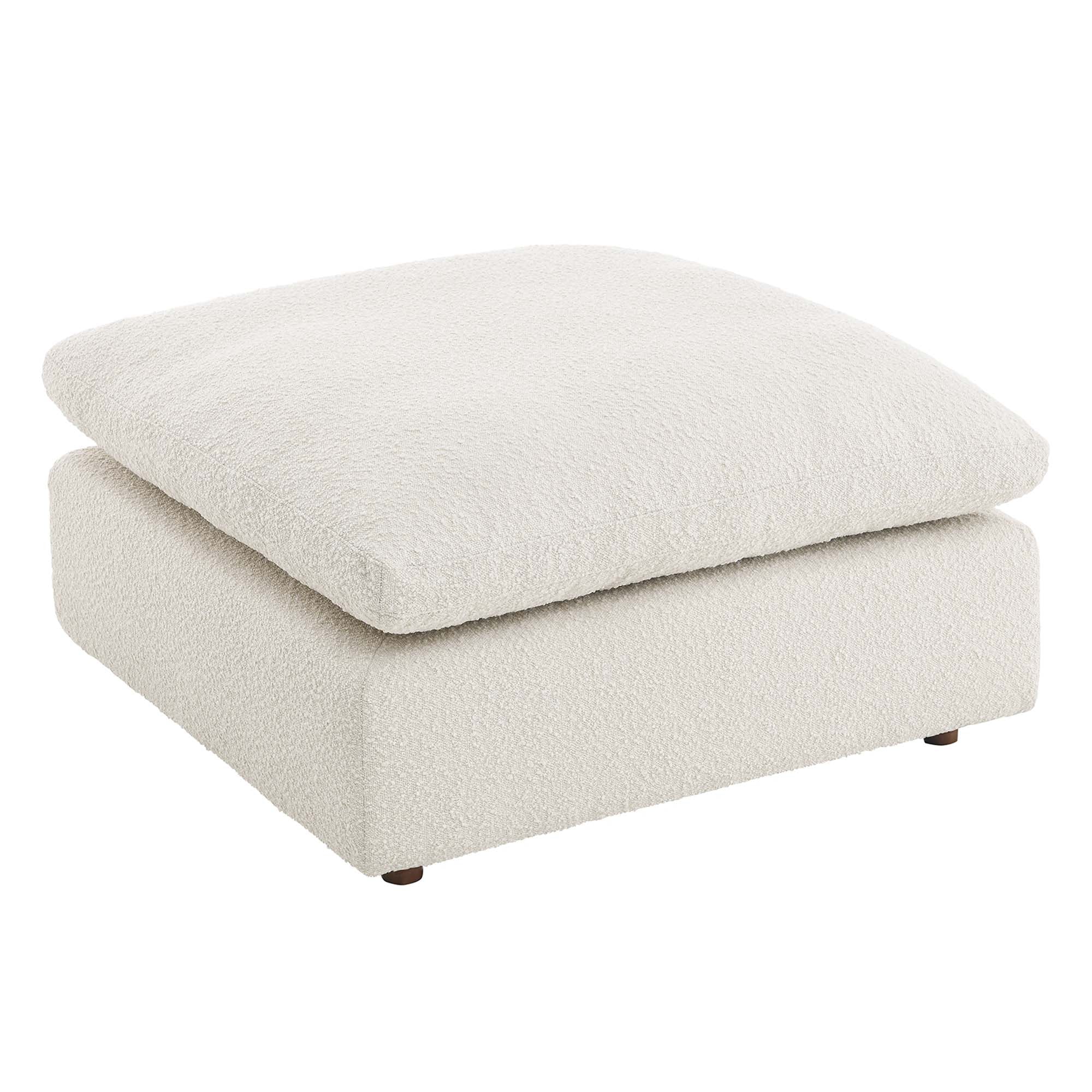 Commix Down Filled Overstuffed Boucle Fabric Ottoman