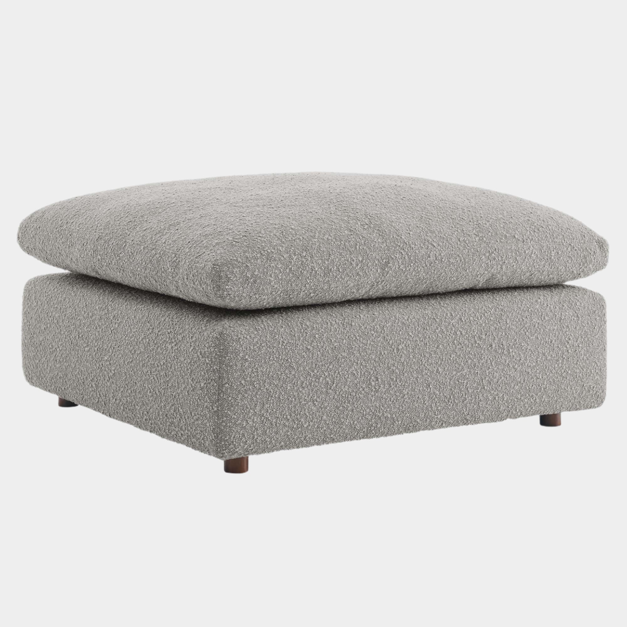 Commix Down Filled Overstuffed Boucle Fabric Ottoman