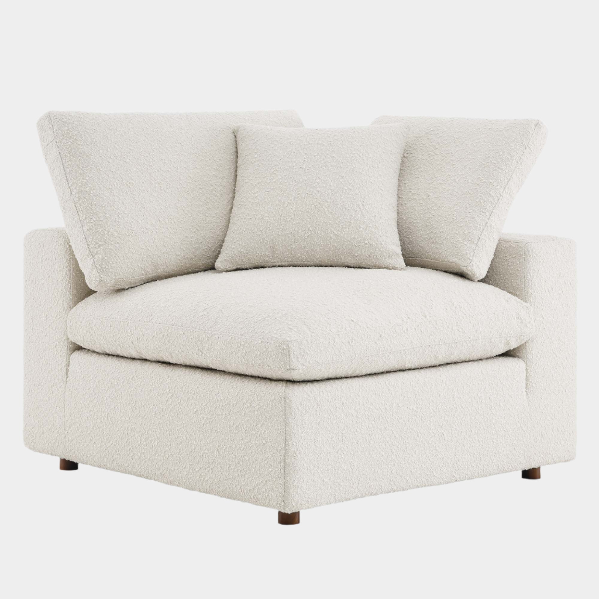 Commix Down Filled Overstuffed Boucle Fabric Corner Chair