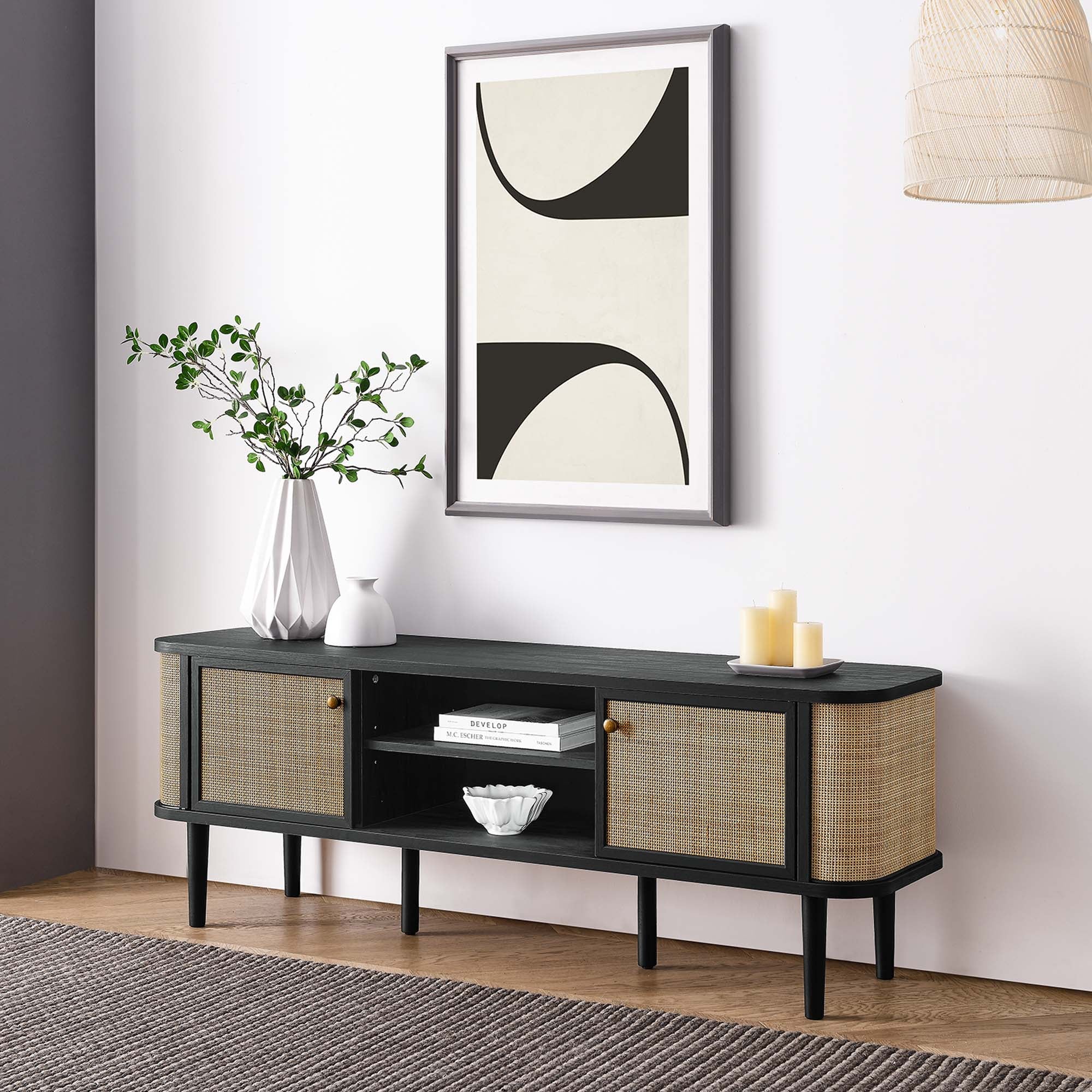 Miramar 60'' Wood TV Stand in Black