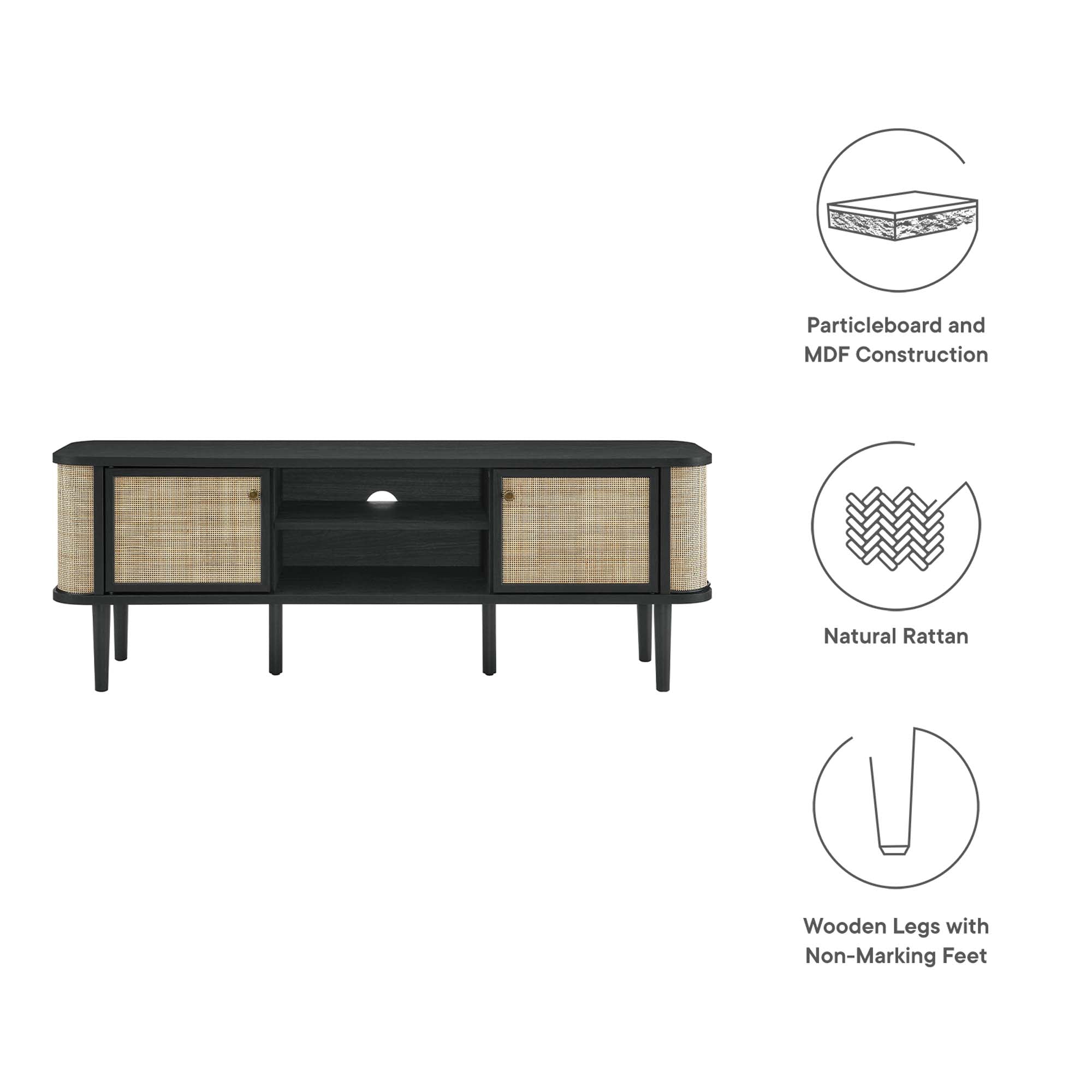 Miramar 60'' Wood TV Stand in Black