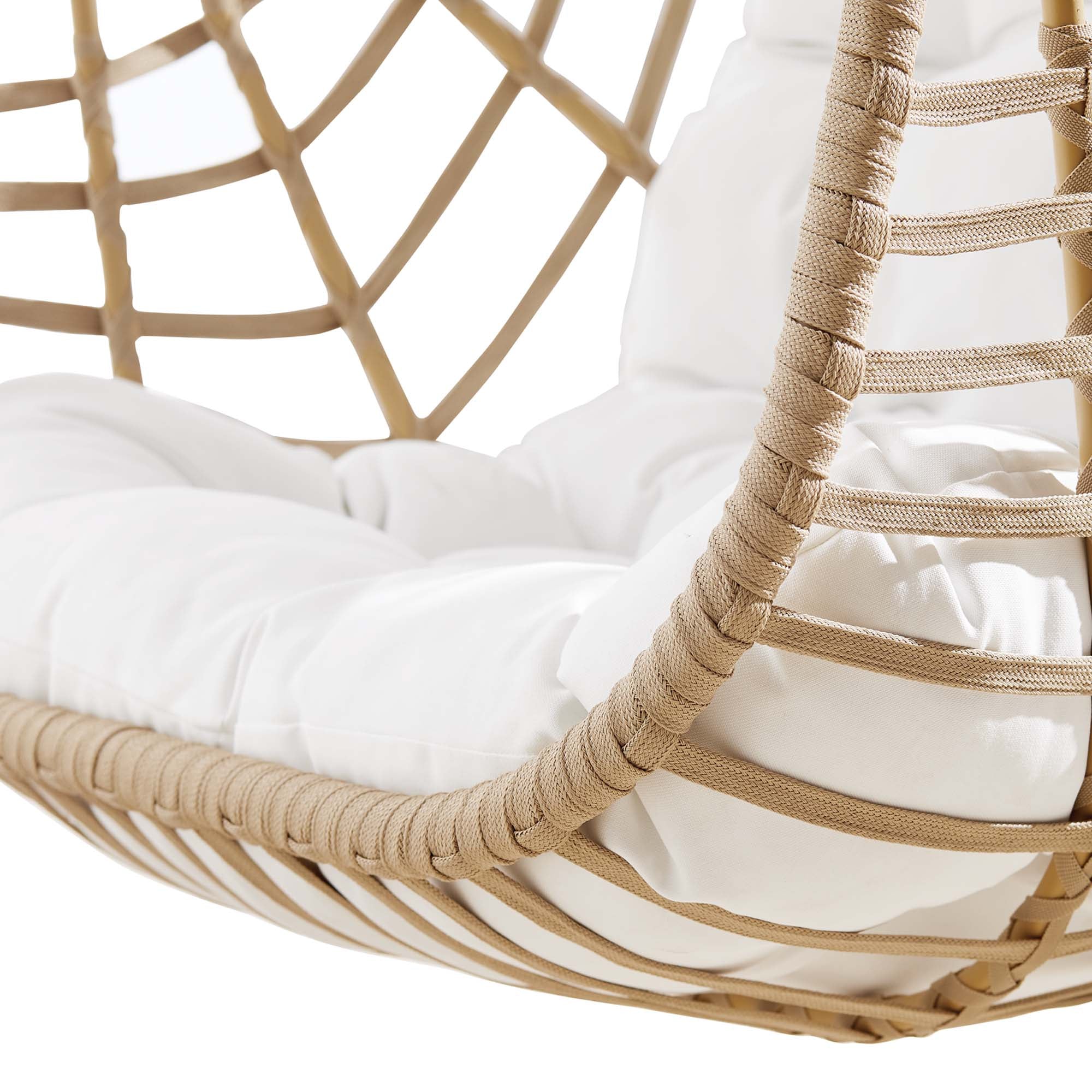 Amalie Wicker Rattan Outdoor Patio Rattan Swing Chair without Stand in Natural White