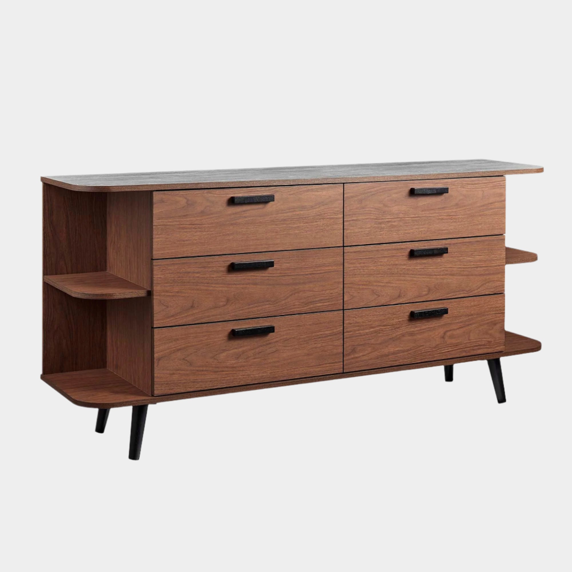 Langston Open Display Storage Sideboard in Walnut Gray