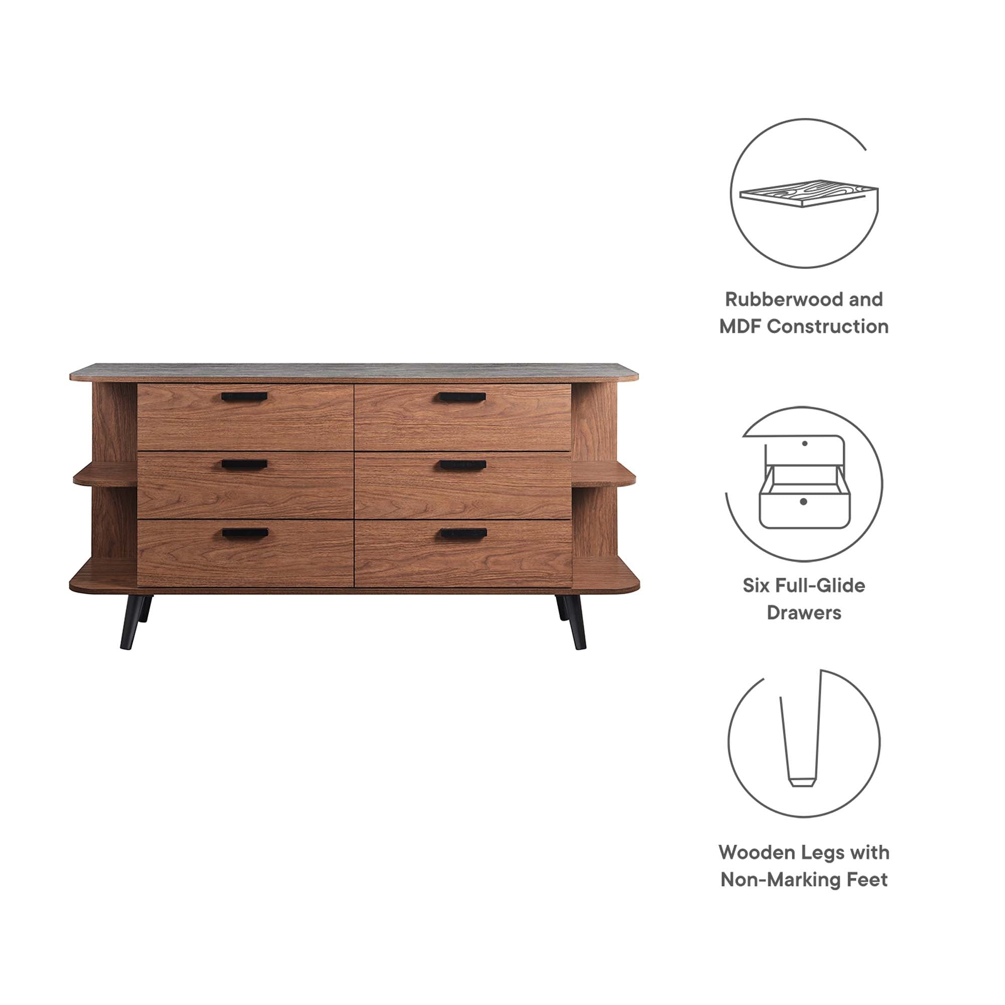 Langston Open Display Storage Sideboard in Walnut Gray