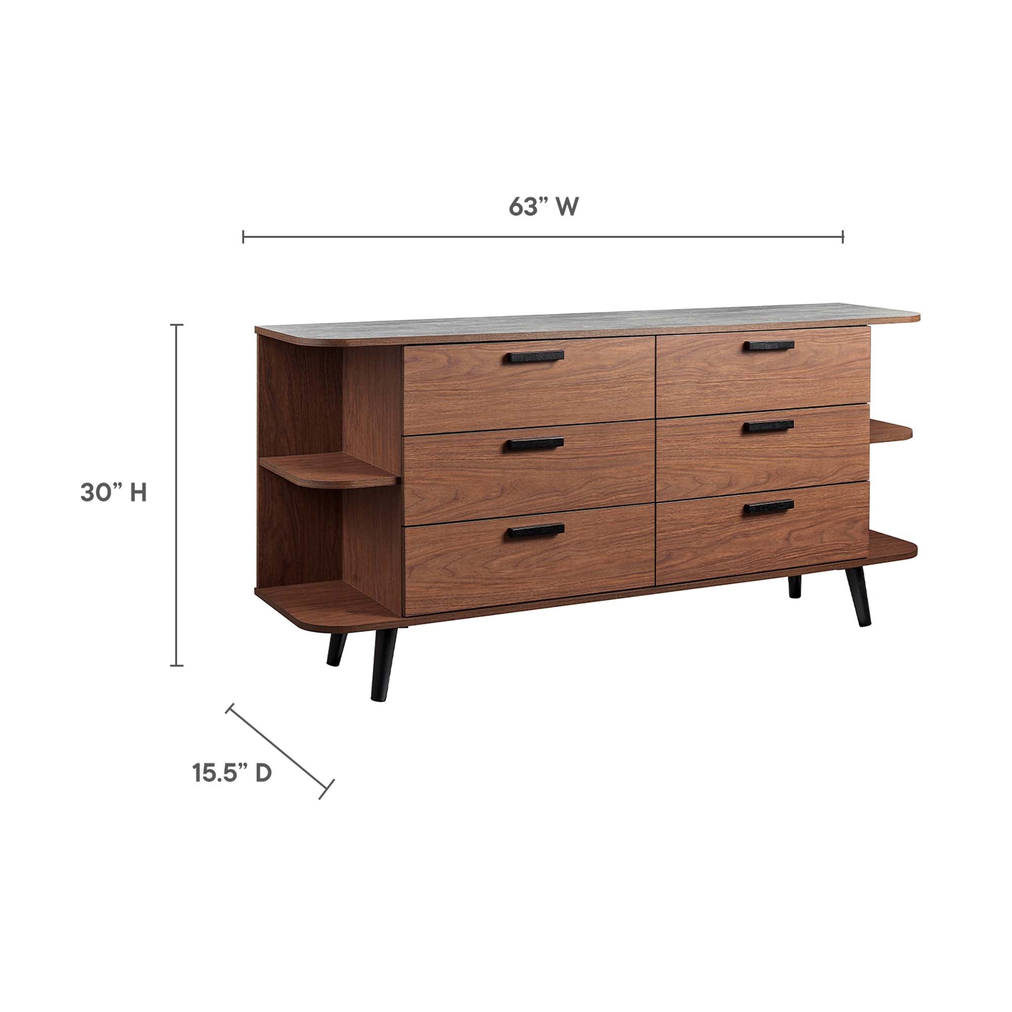 Langston Open Display Storage Sideboard in Walnut Gray