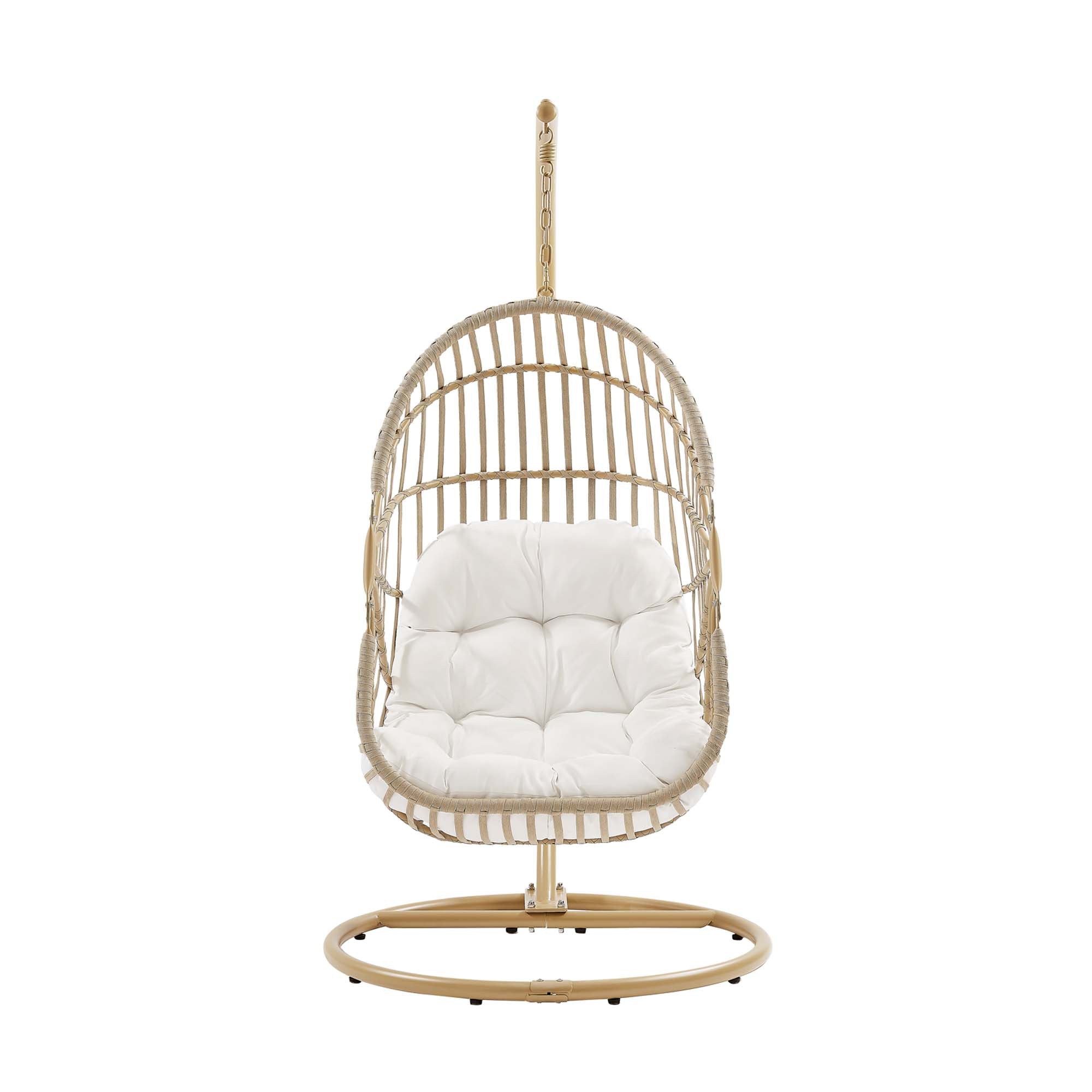 Amalie Wicker Rattan Outdoor Patio Rattan Swing Chair in Natural White