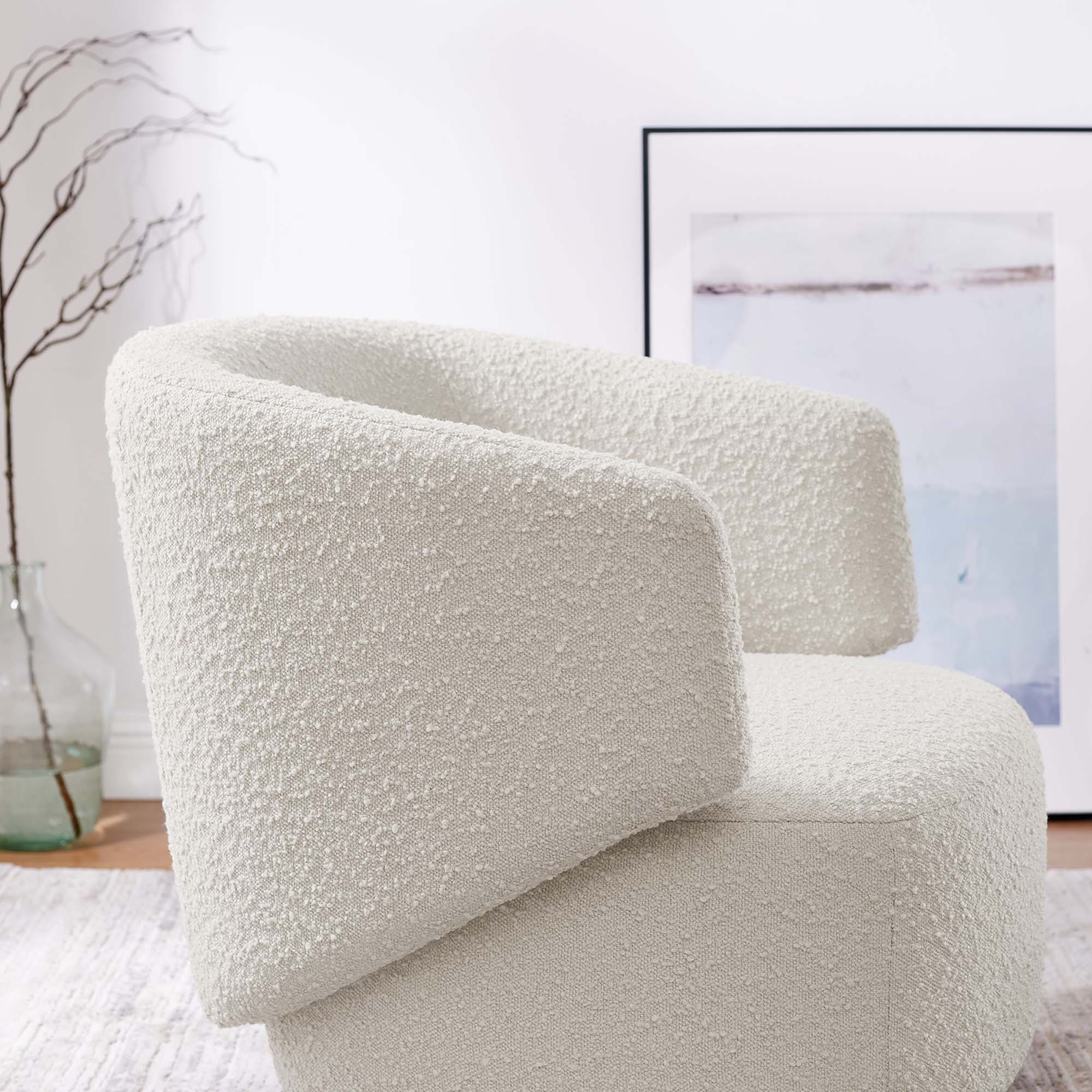 Celestia Boucle Fabric Swivel Chair