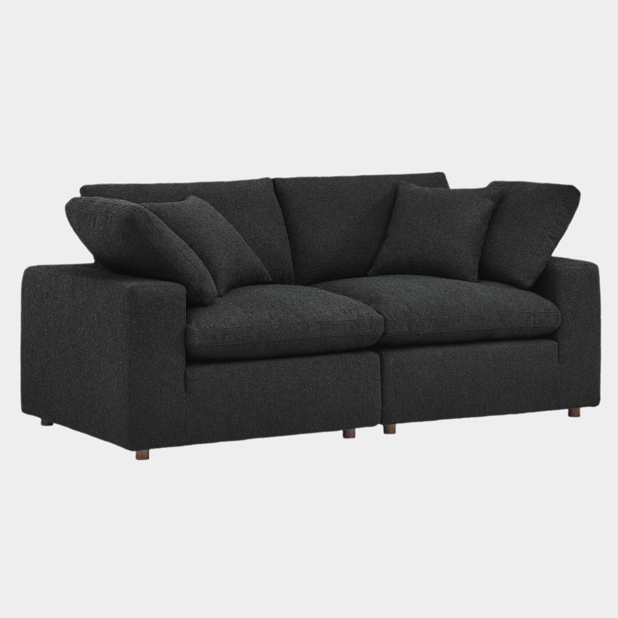 Commix Down Filled Overstuffed Boucle Fabric Loveseat