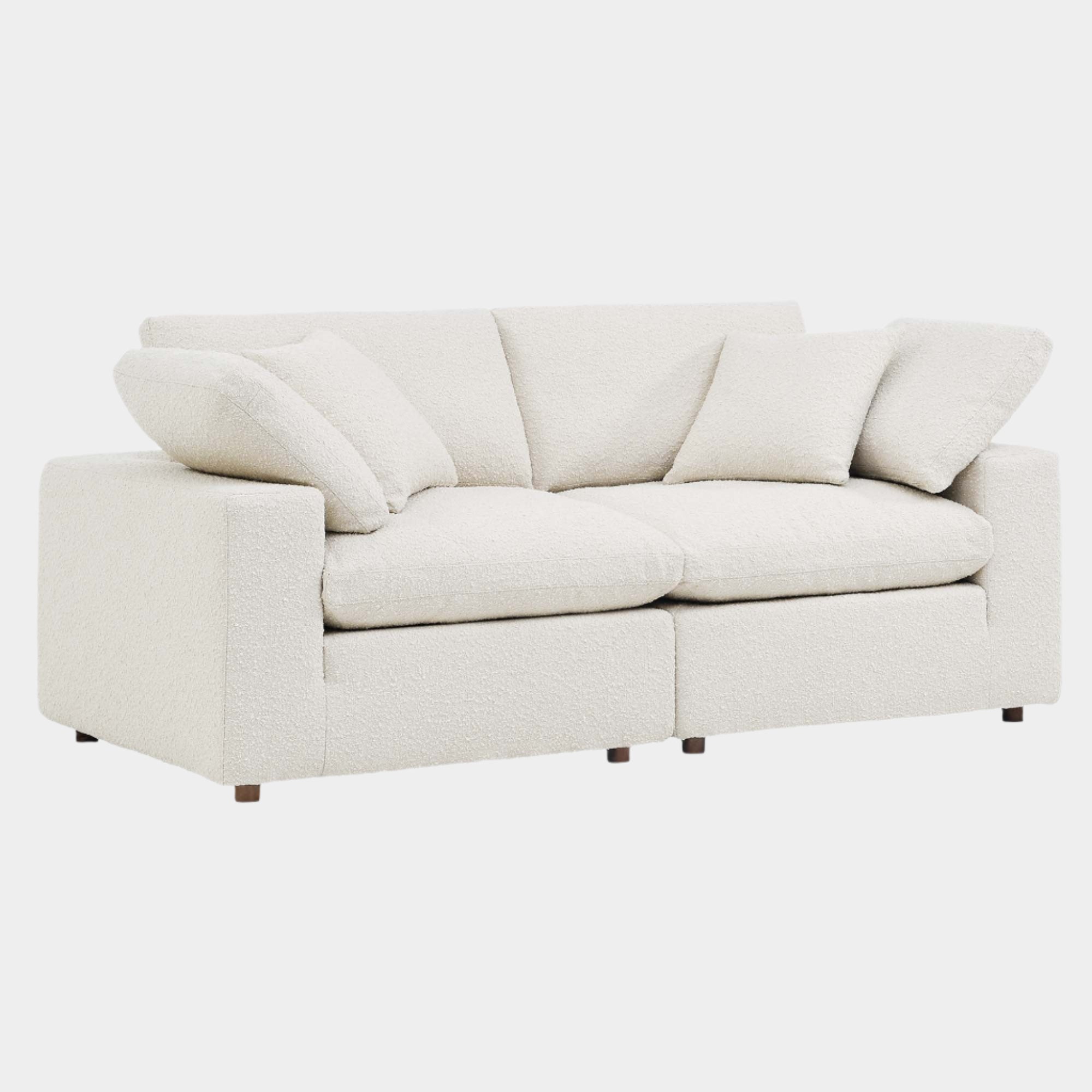 Commix Down Filled Overstuffed Boucle Fabric Loveseat