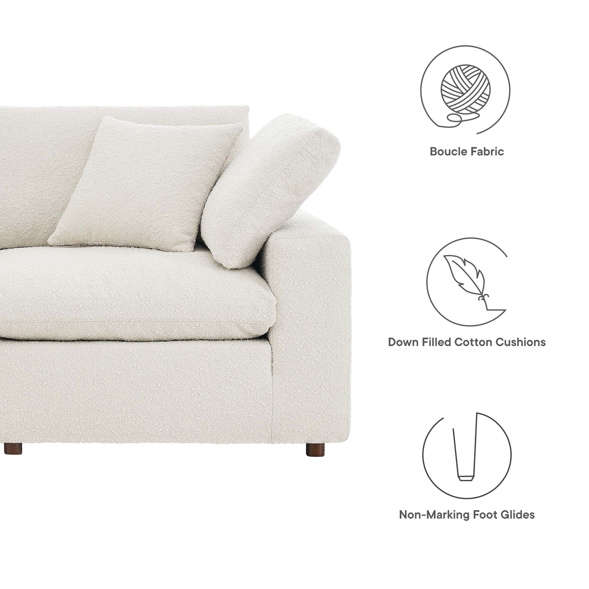 Commix Down Filled Overstuffed Boucle Fabric Loveseat