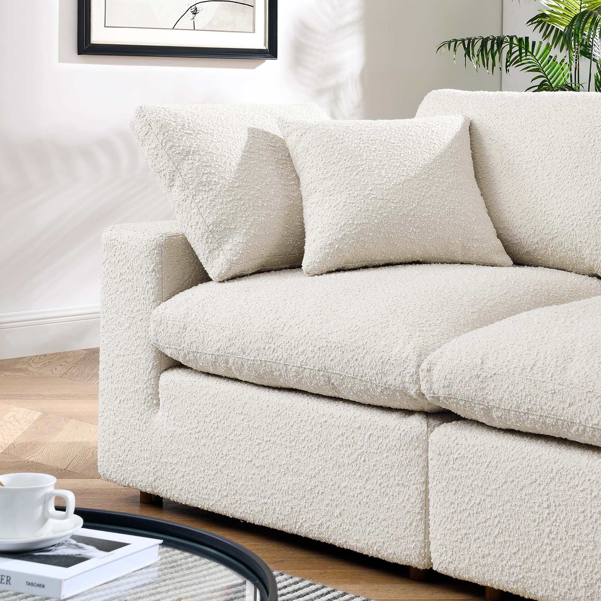 Commix Down Filled Overstuffed Boucle Fabric Loveseat