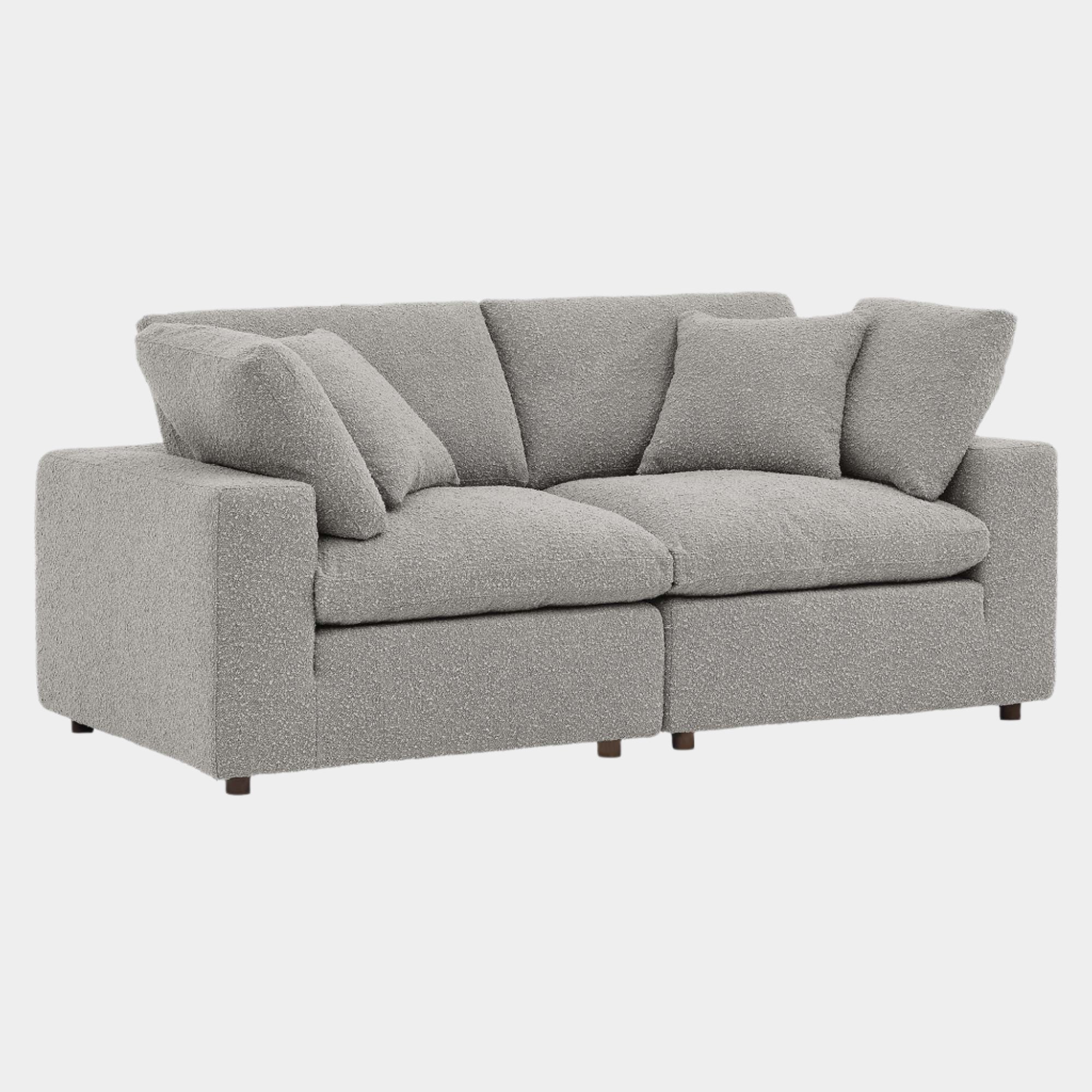 Commix Down Filled Overstuffed Boucle Fabric Loveseat