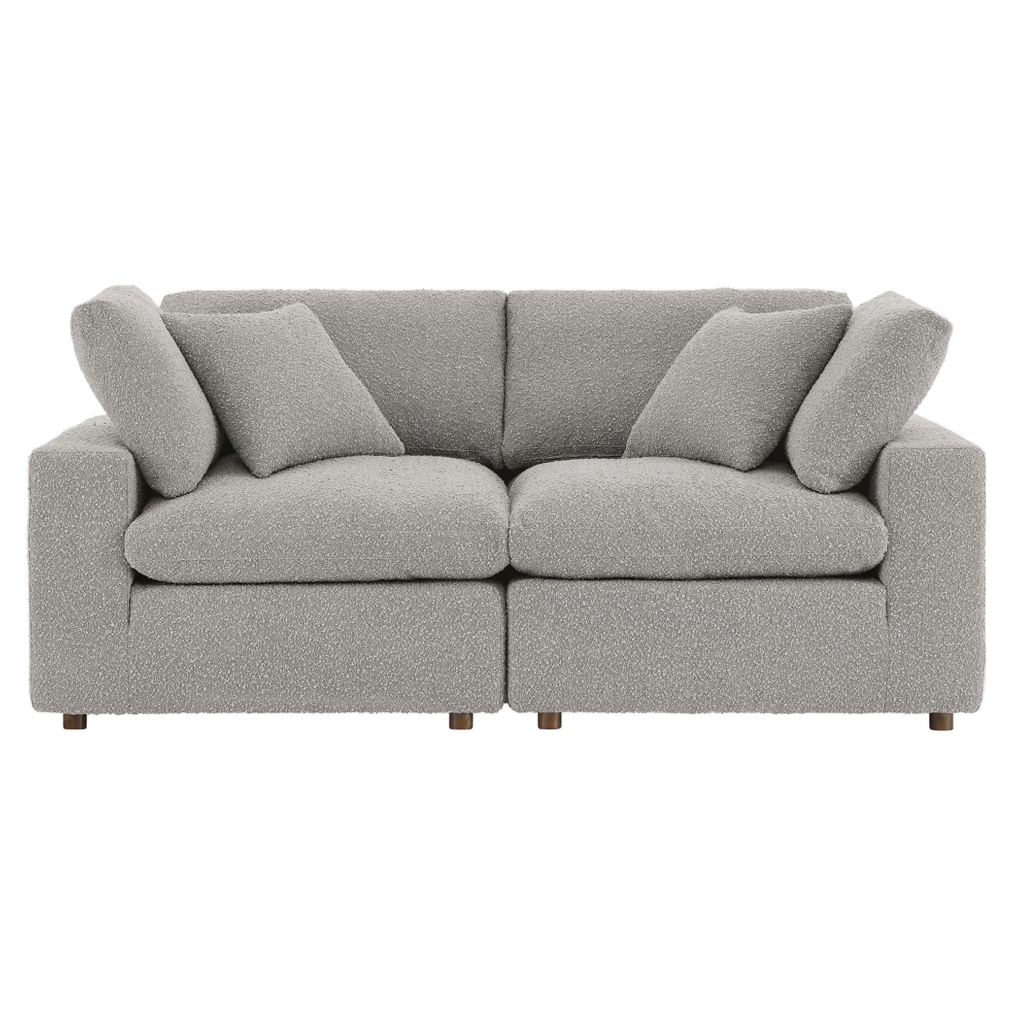 Commix Down Filled Overstuffed Boucle Fabric Loveseat