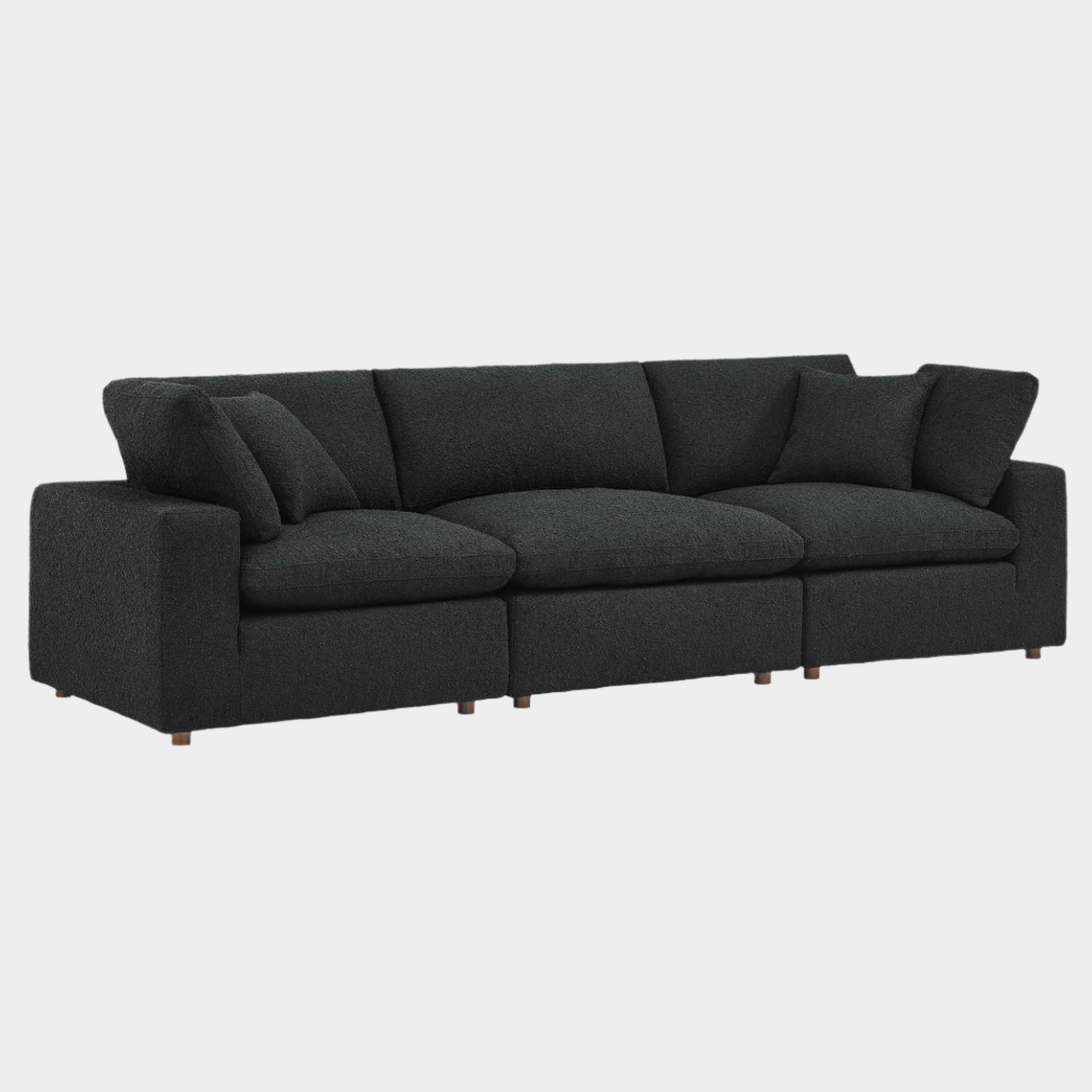 Commix Down Filled Overstuffed Boucle Fabric 3-Seater Sofa