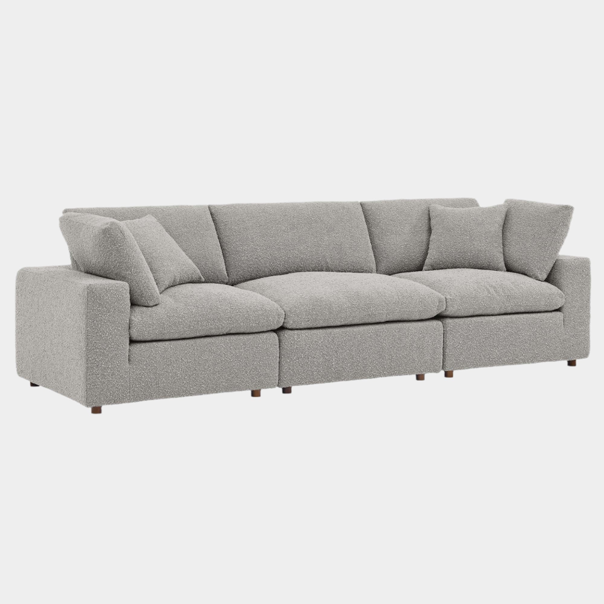 Commix Down Filled Overstuffed Boucle Fabric 3-Seater Sofa