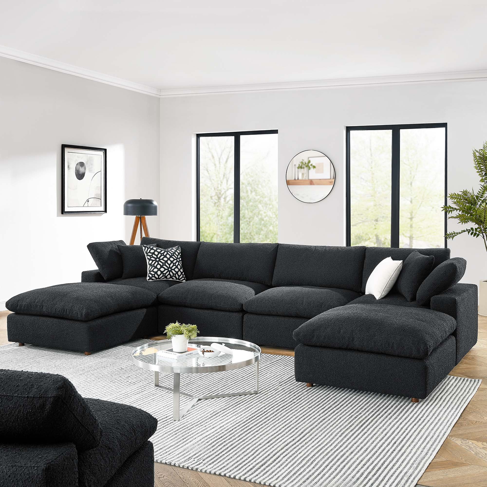 Commix Down Filled Overstuffed Boucle 6-Piece Sectional Sofa