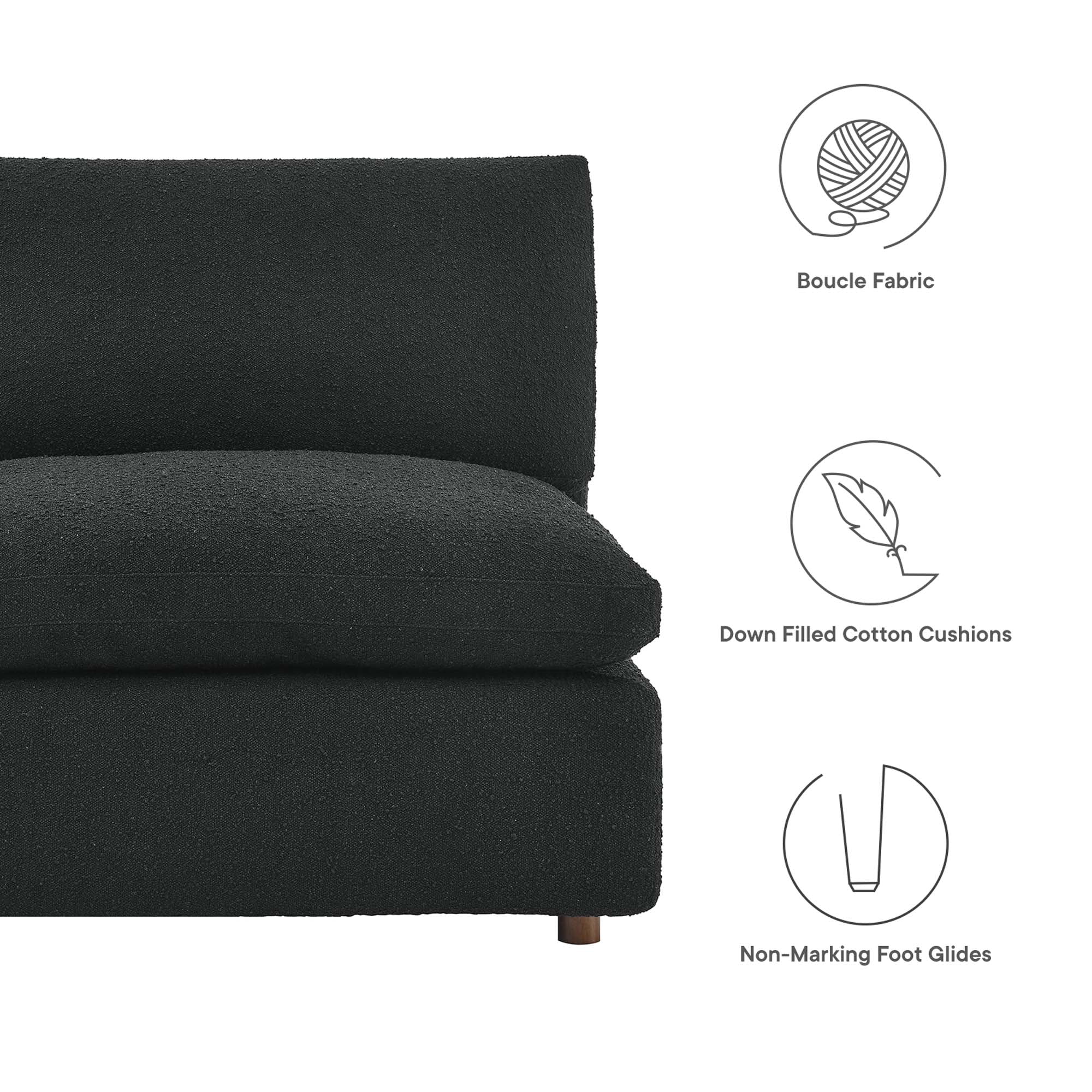 Chaise sans accoudoirs rembourrée en duvet Commix