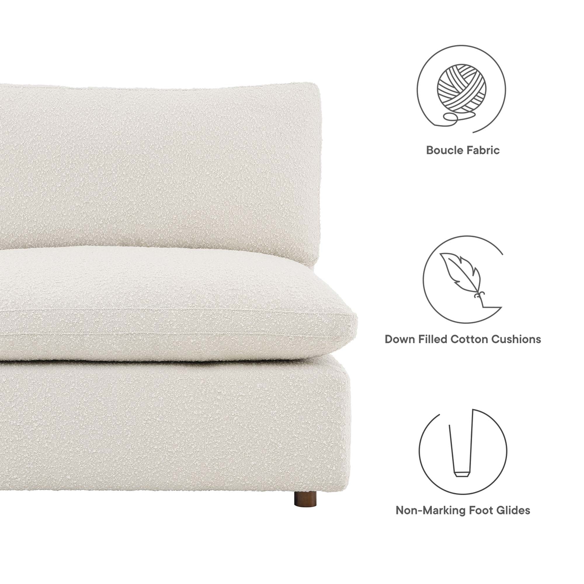 Chaise sans accoudoirs rembourrée en duvet Commix