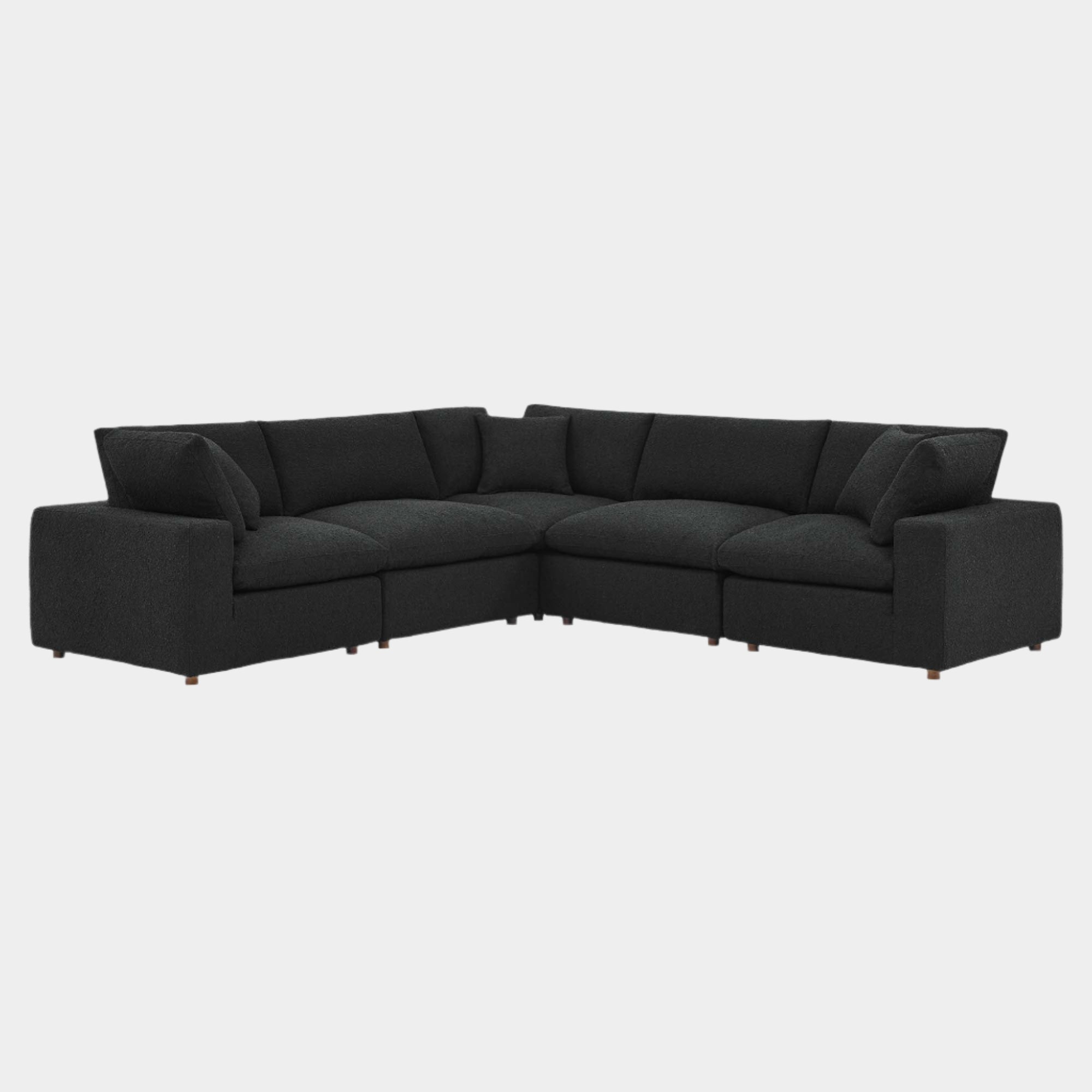 Commix Down Filled Overstuffed Boucle 5-Piece Sectional Sofa