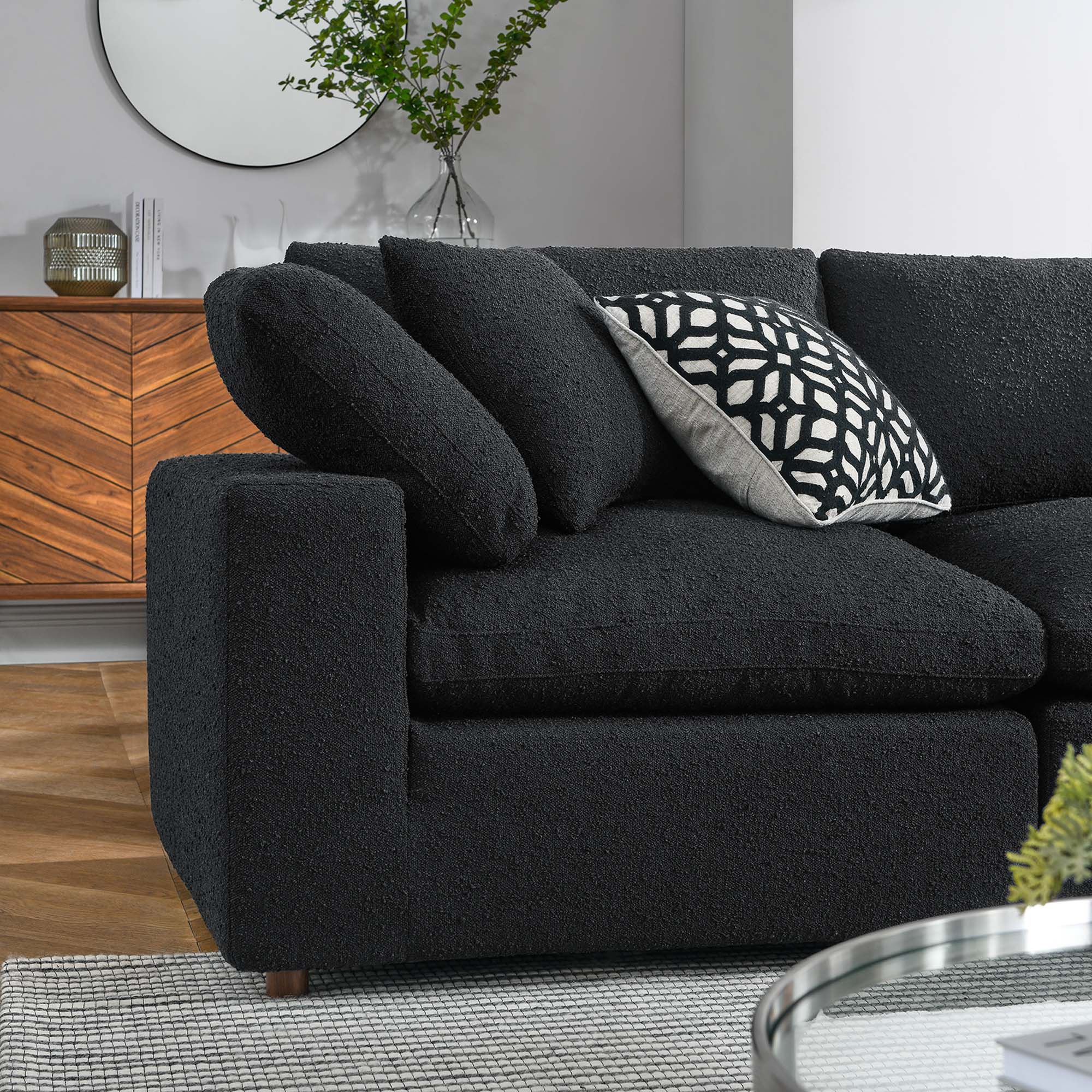 Commix Down Filled Overstuffed Boucle 5-Piece Sectional Sofa