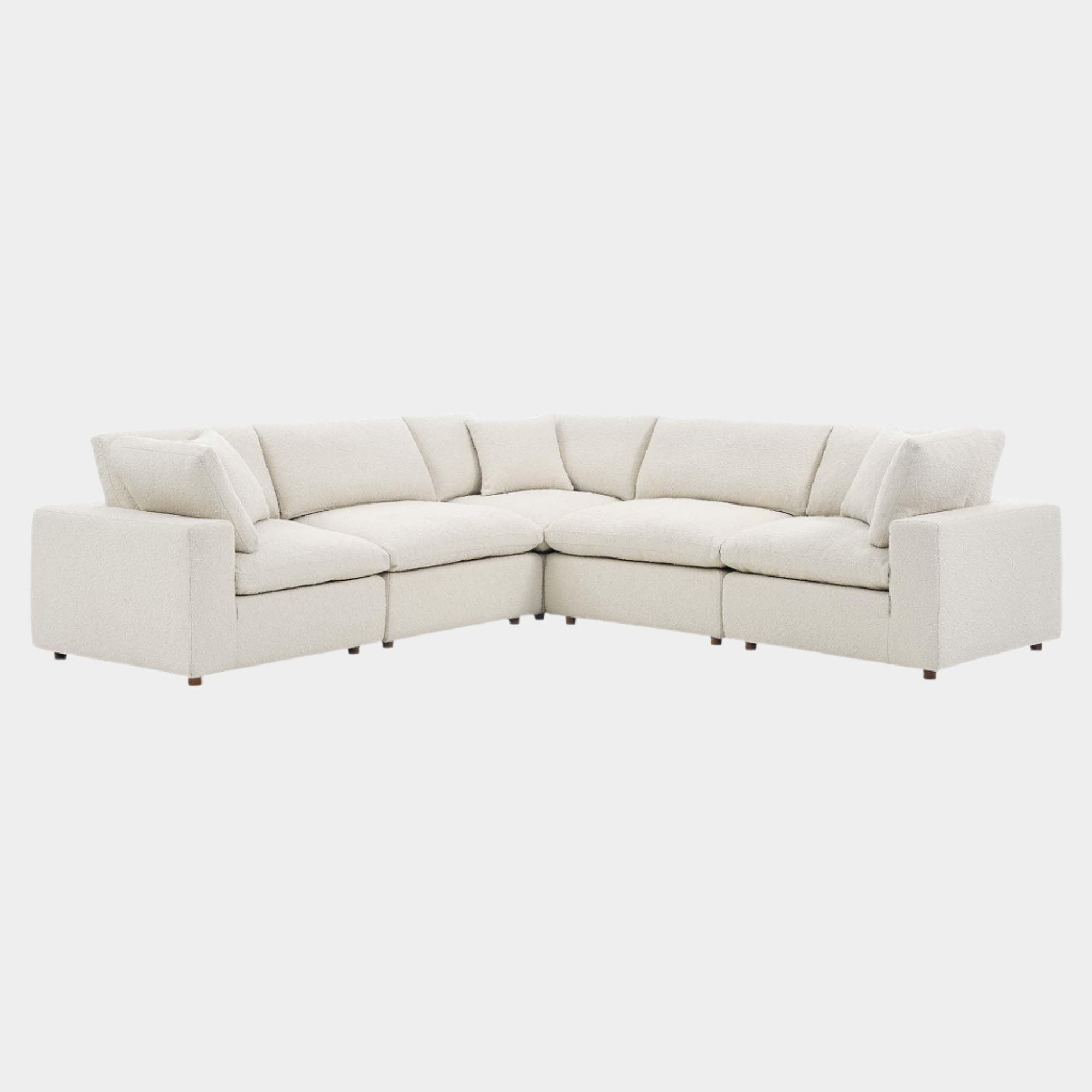 Commix Down Filled Overstuffed Boucle 5-Piece Sectional Sofa