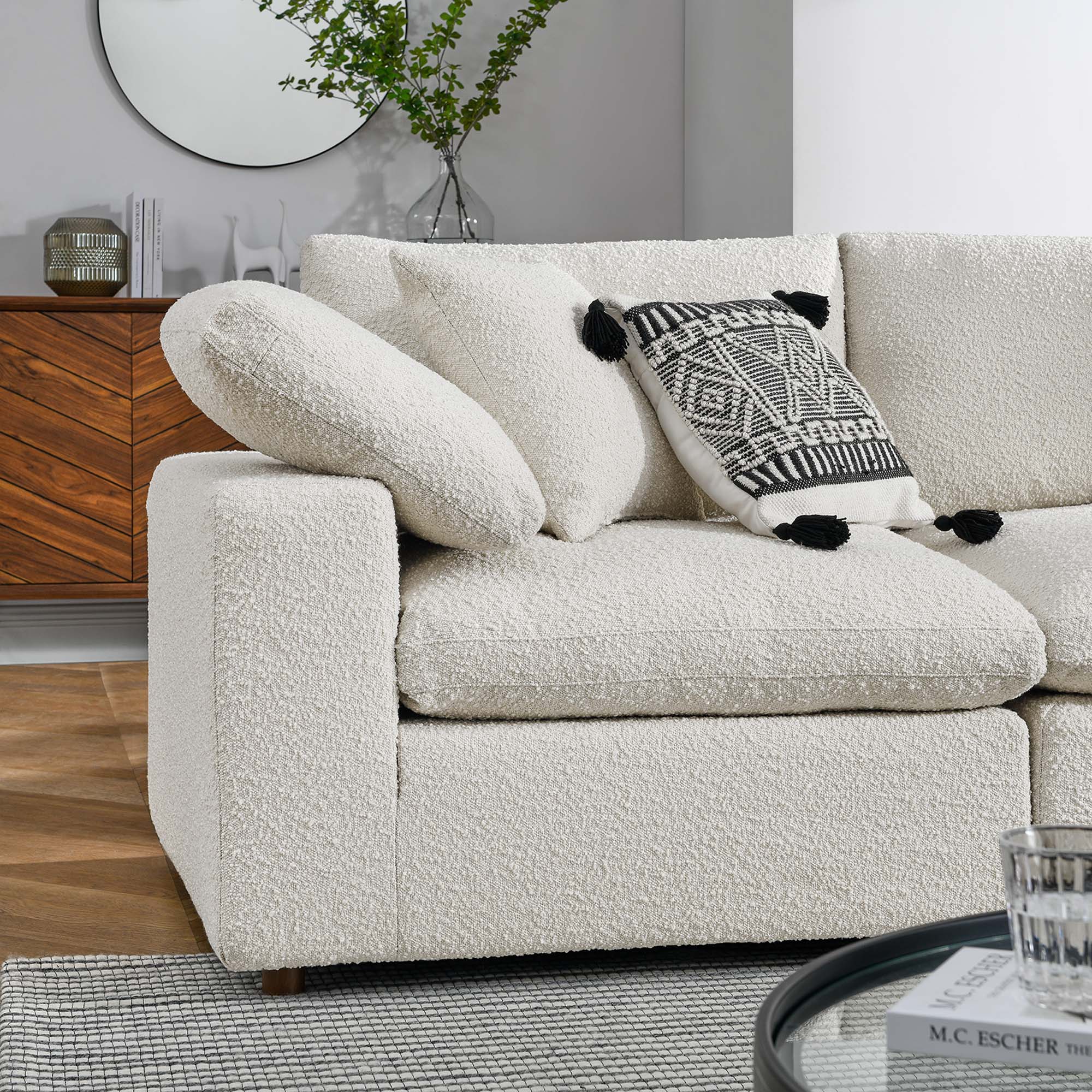 Commix Down Filled Overstuffed Boucle 5-Piece Sectional Sofa