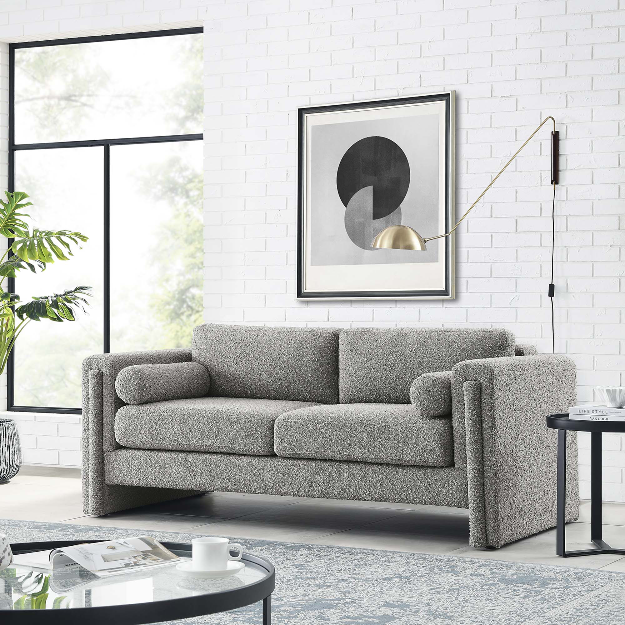 Visible Boucle Fabric Sofa