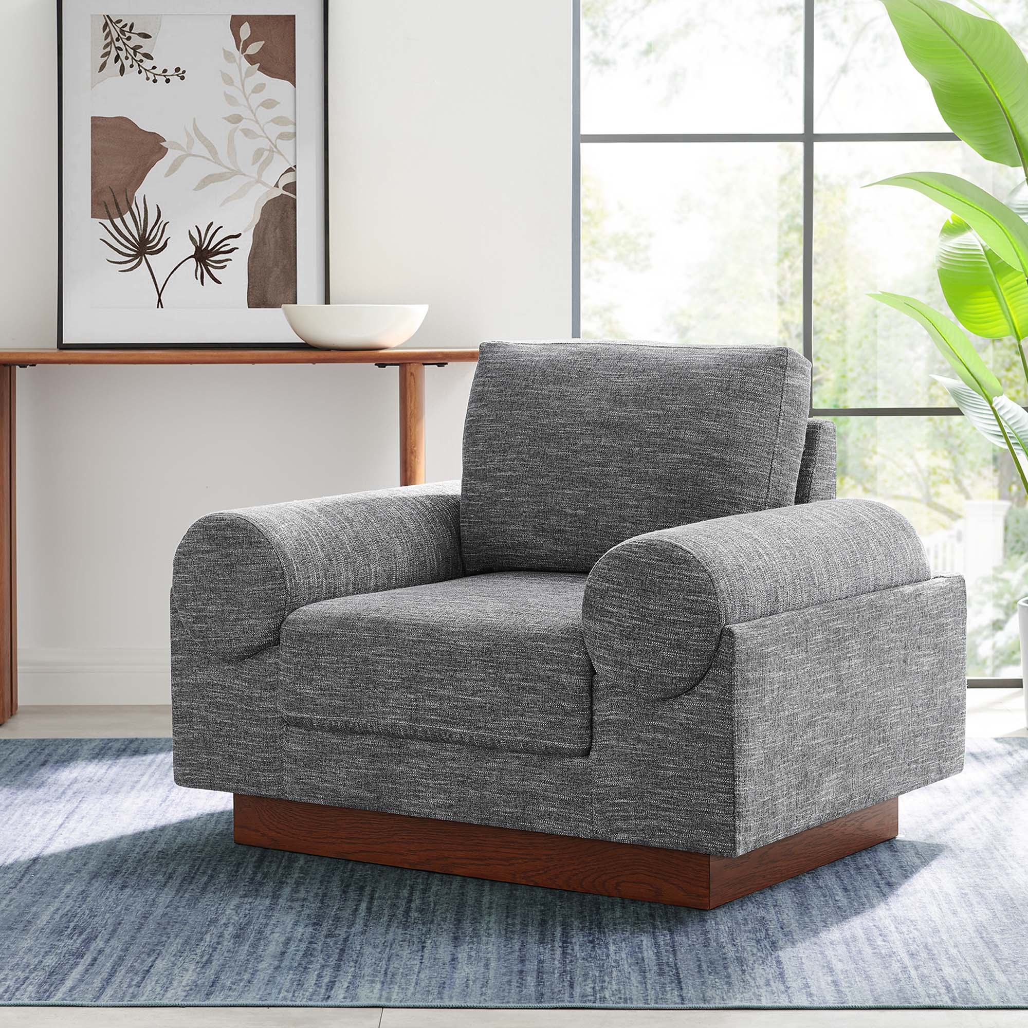 Fauteuil en tissu rembourré Oasis