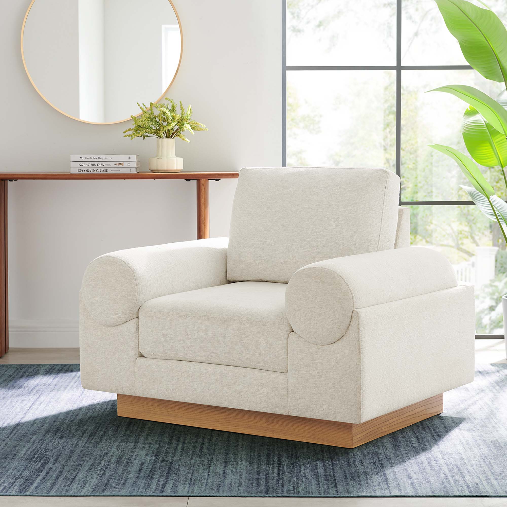 Fauteuil en tissu rembourré Oasis