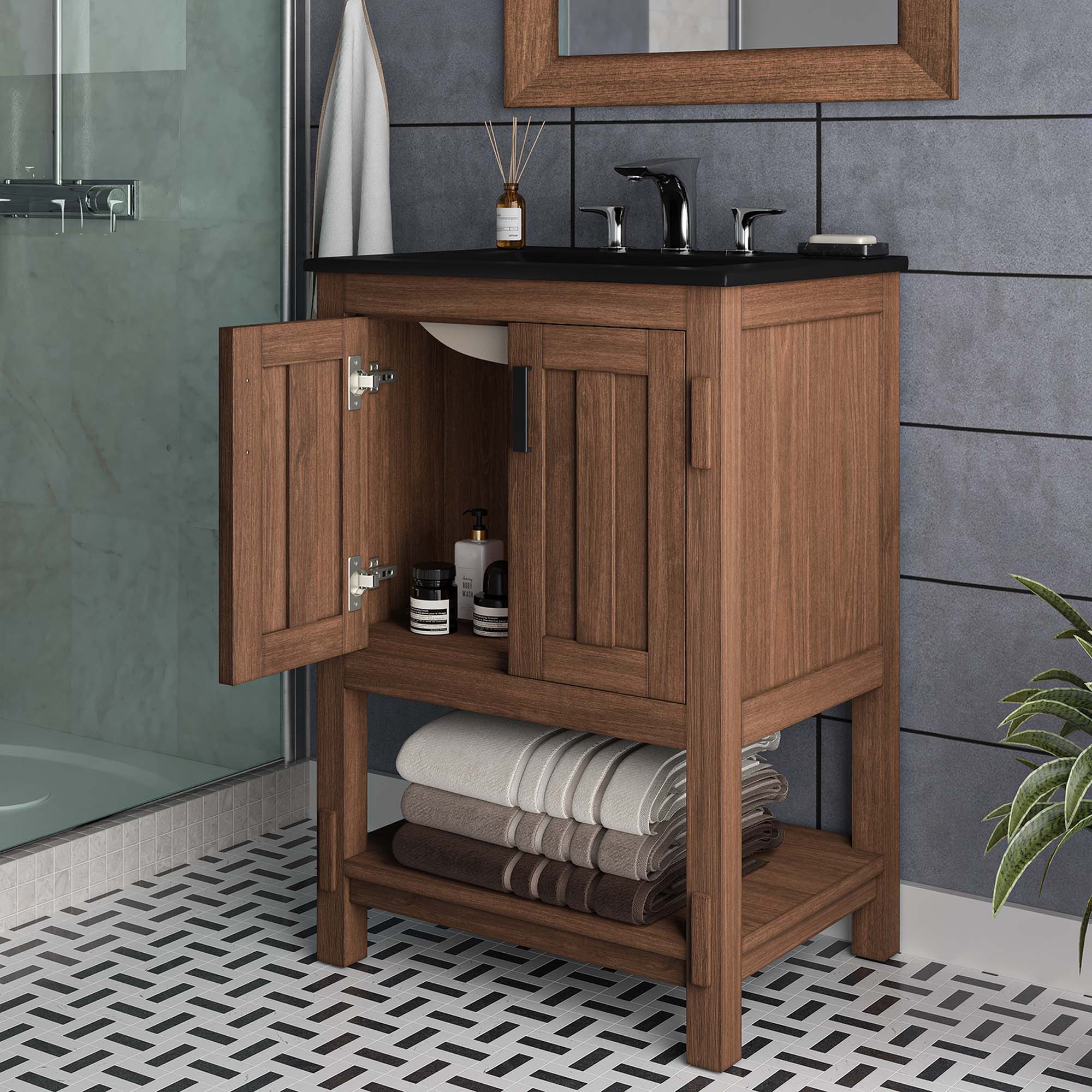 Meuble de salle de bain en bois Ashlyn Lavabo non inclus