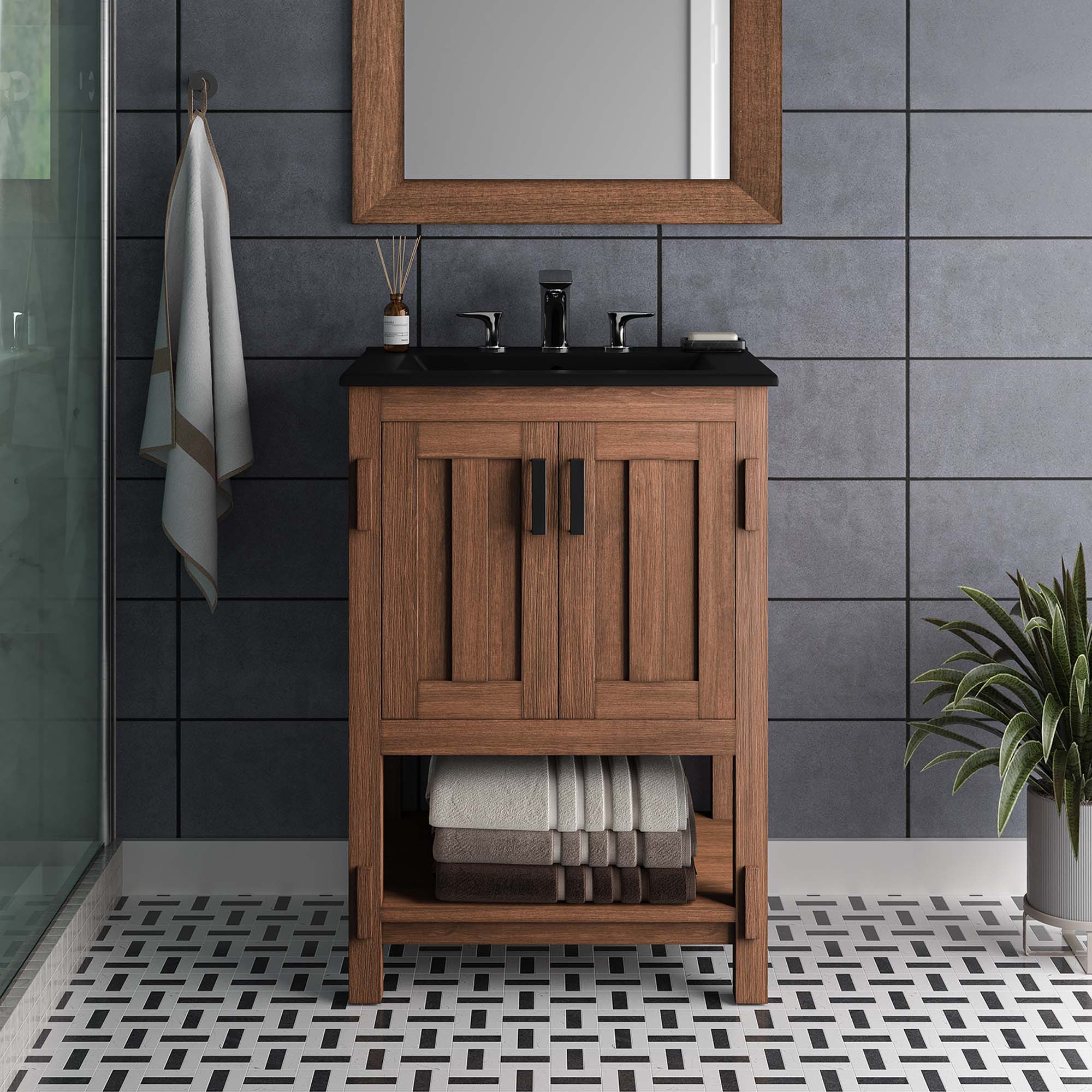 Meuble de salle de bain en bois Ashlyn Lavabo non inclus