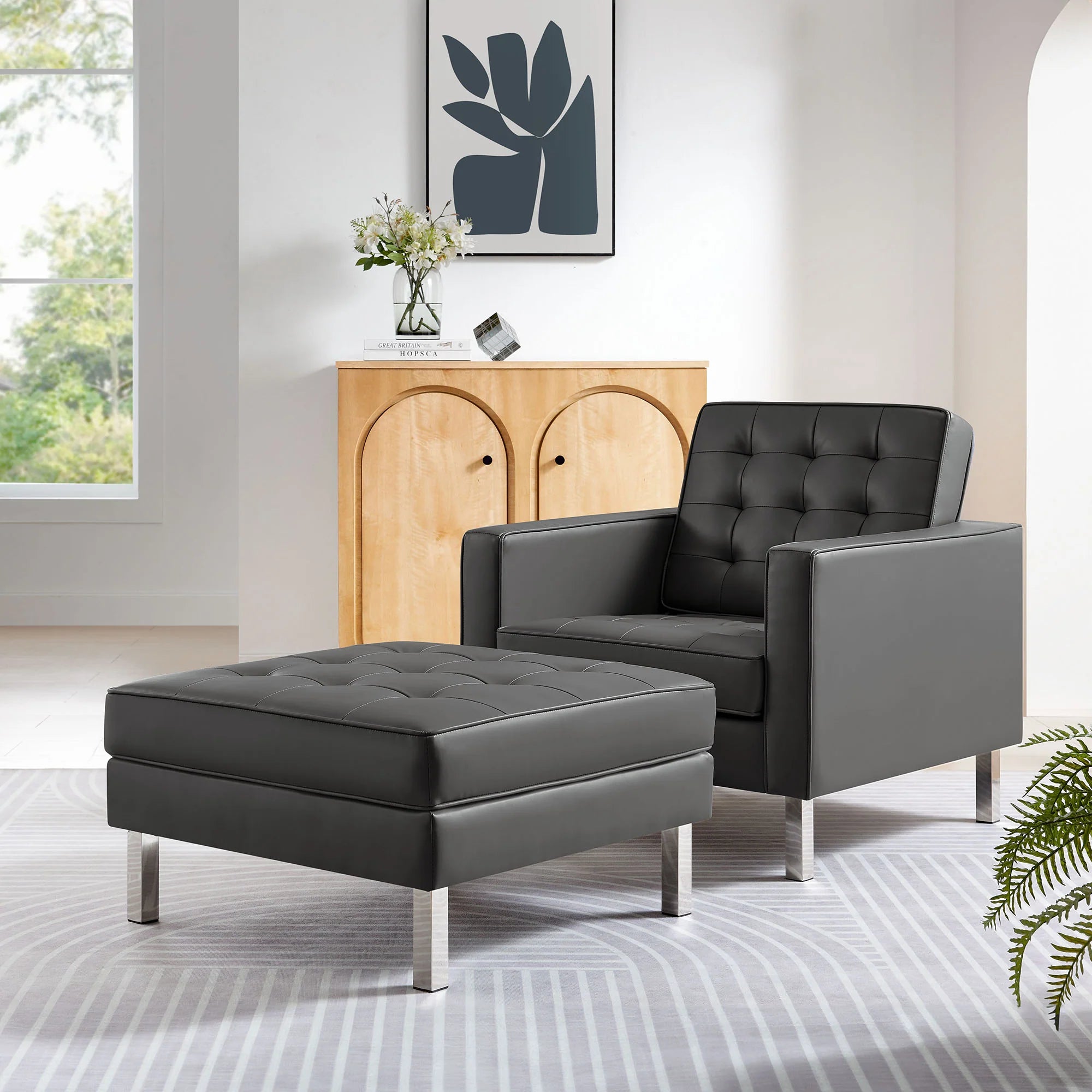 Fauteuil d'appoint rembourré en tissu Greer Boucle