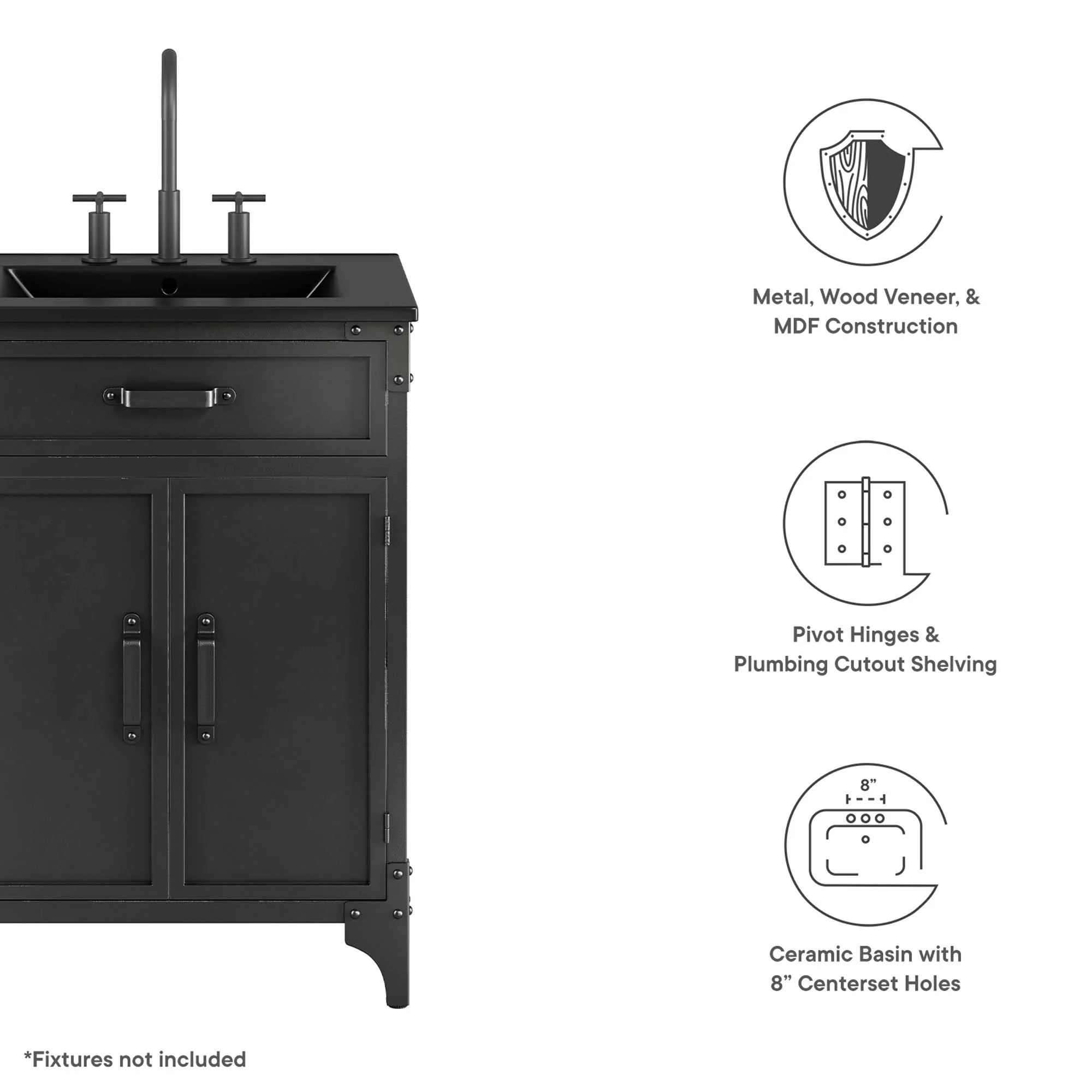 Meuble-lavabo de salle de bain Steamforge inclus