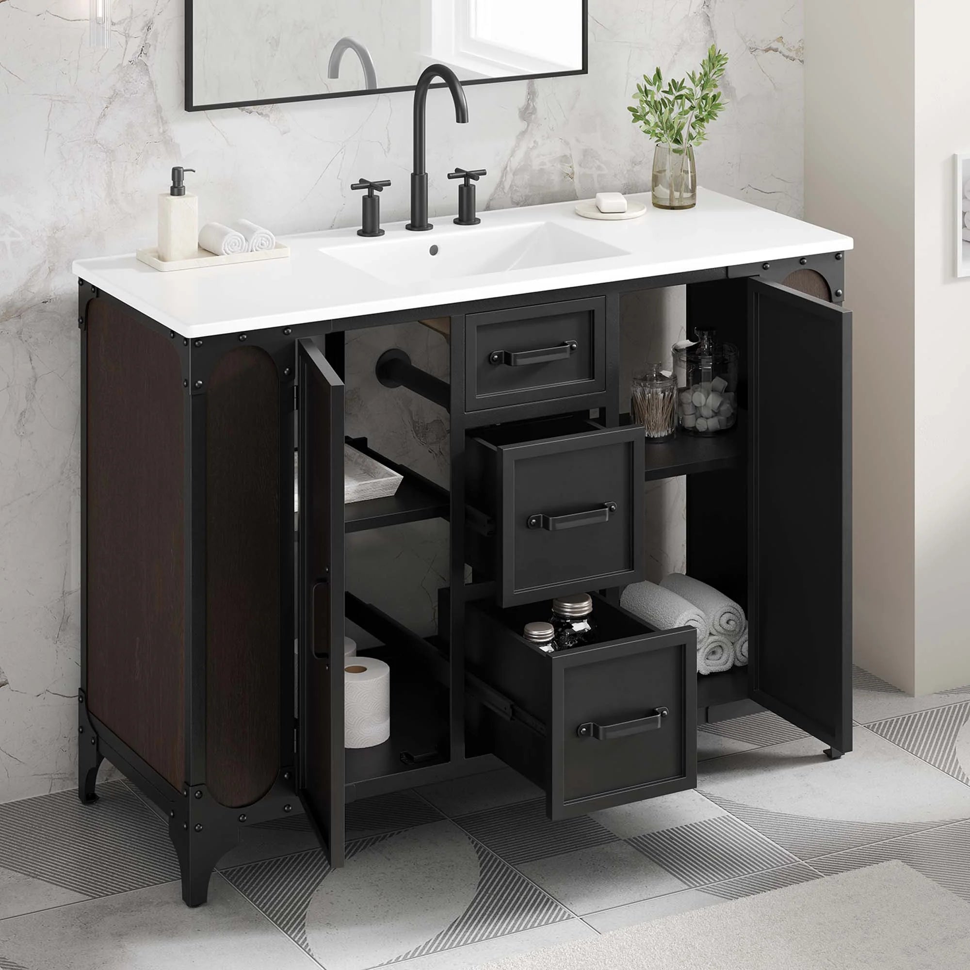 Meuble-lavabo de salle de bain Steamforge Lavabo non inclus