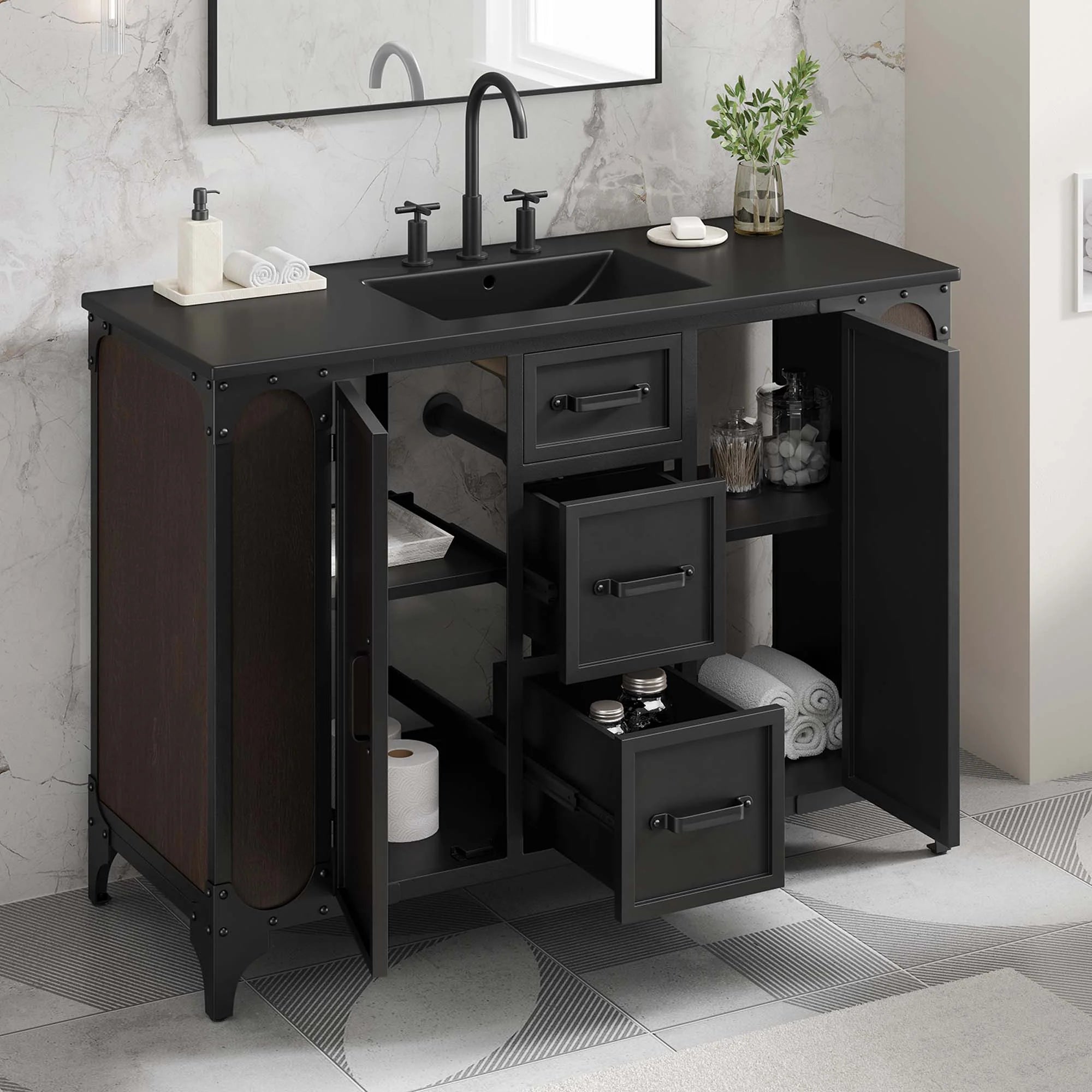 Meuble-lavabo de salle de bain Steamforge Lavabo non inclus