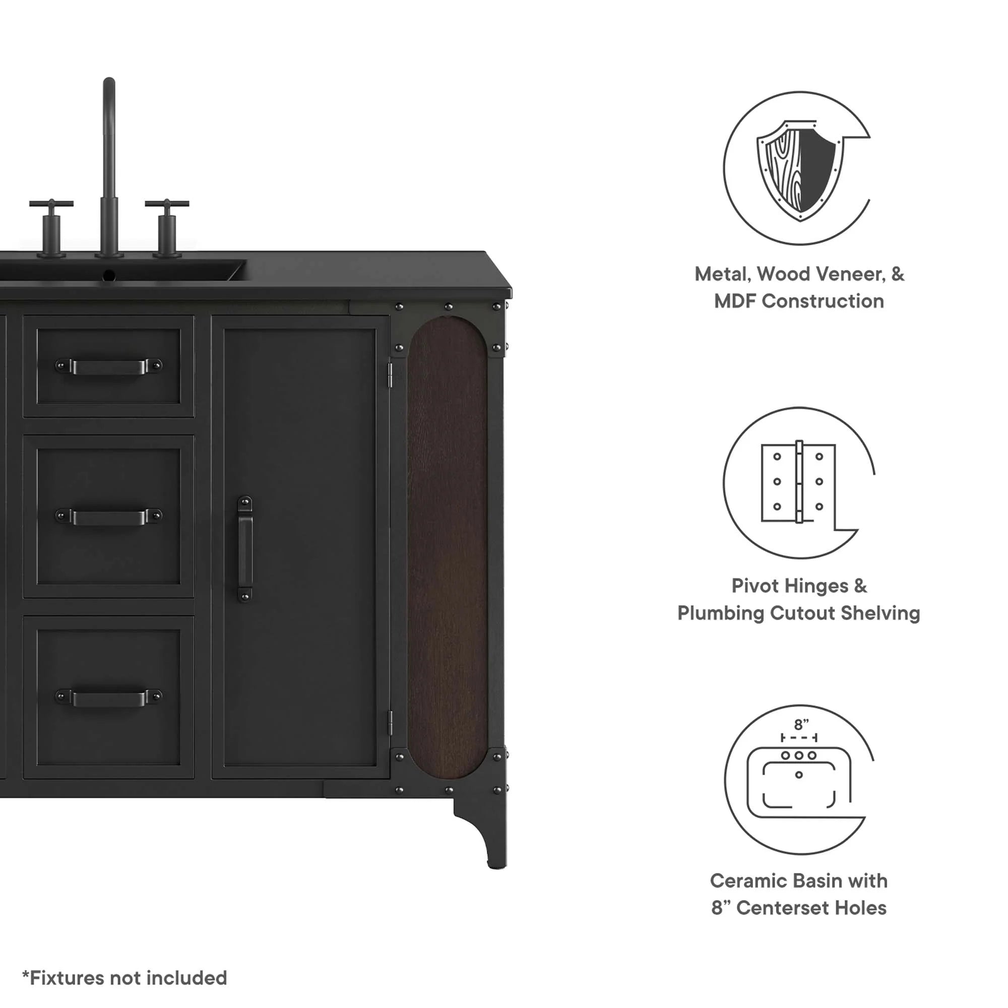 Steamforge Bathroom Vanity Cabinet Basin Not Included