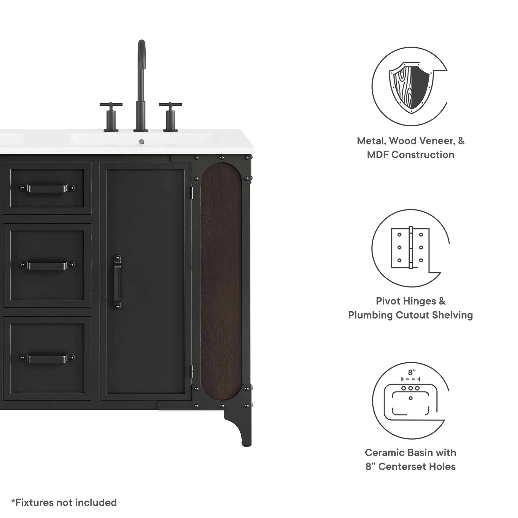 Steamforge Bathroom Vanity Cabinet Basin Not Included