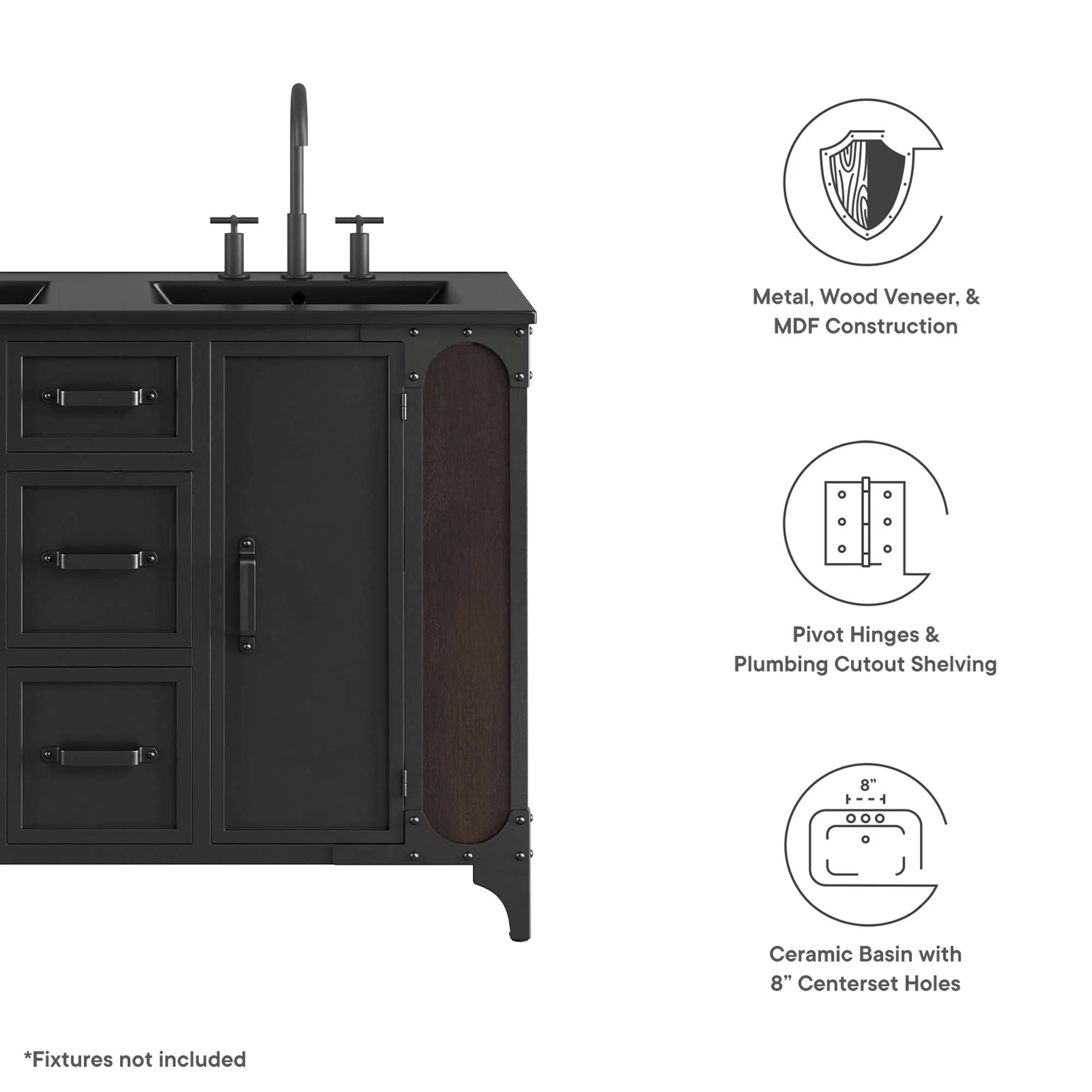 Steamforge Bathroom Vanity Cabinet Basin Not Included