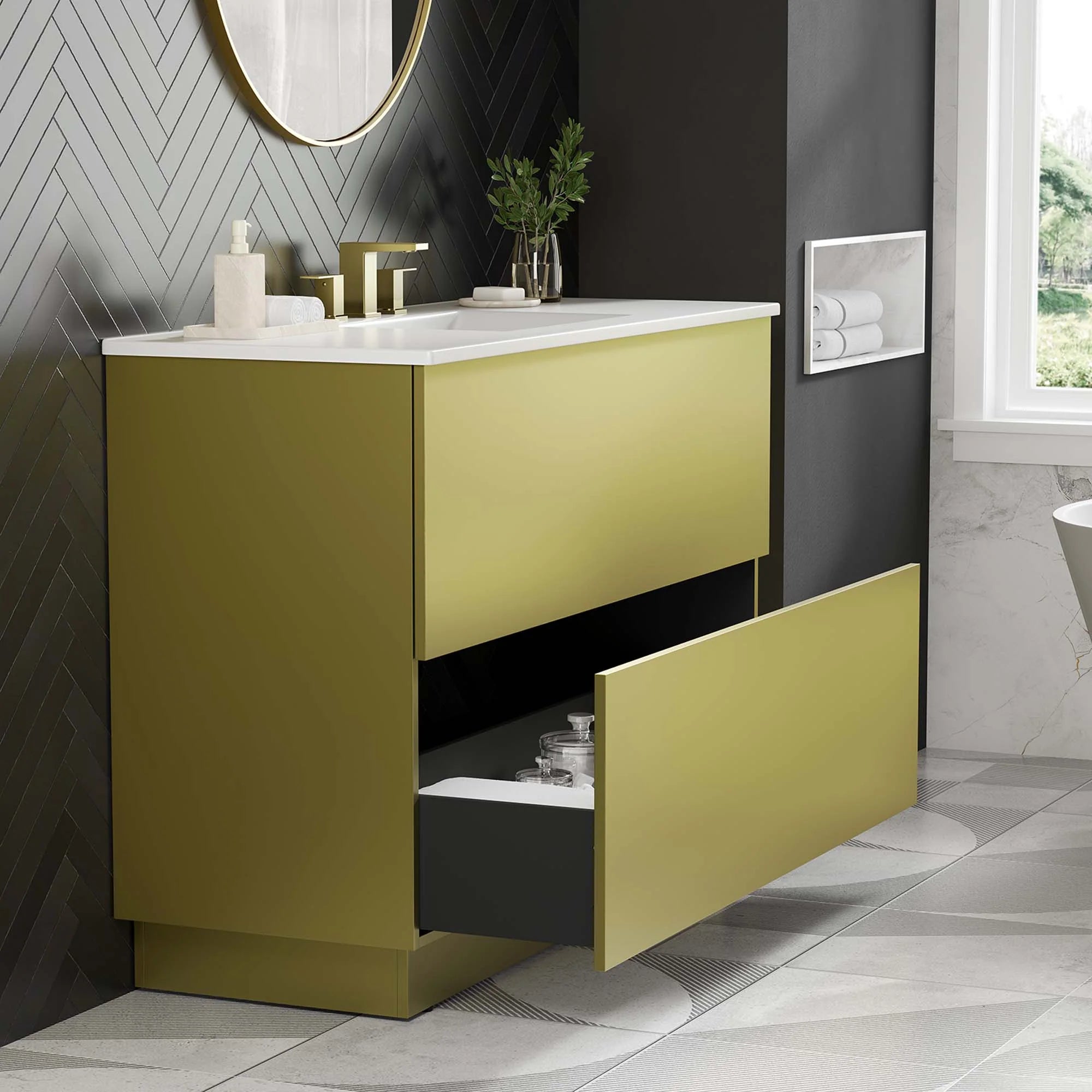 Meuble-lavabo de salle de bain Quantum inclus