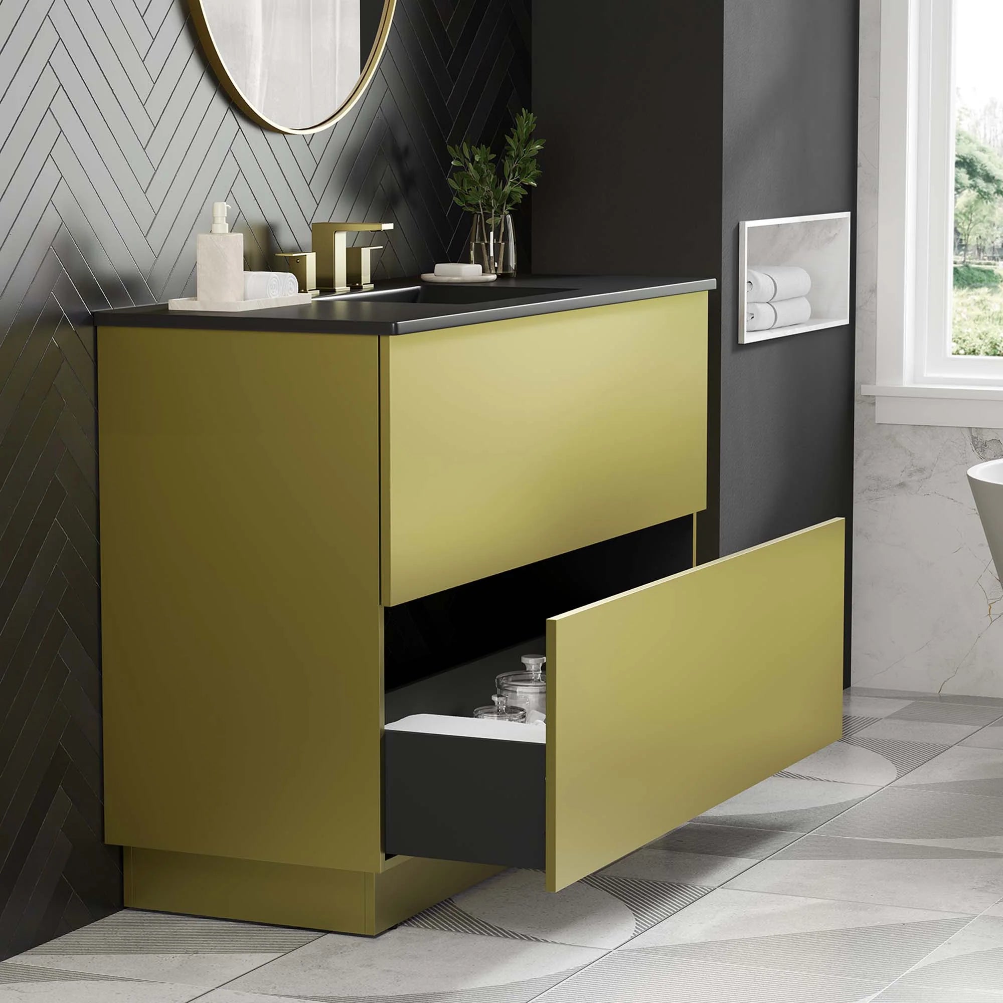 Meuble-lavabo de salle de bain Quantum inclus