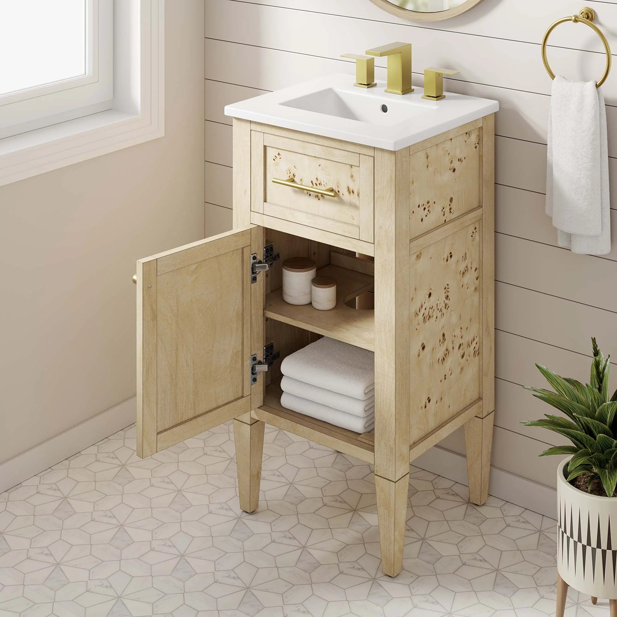 Meuble-lavabo de salle de bain en bois Elysian inclus