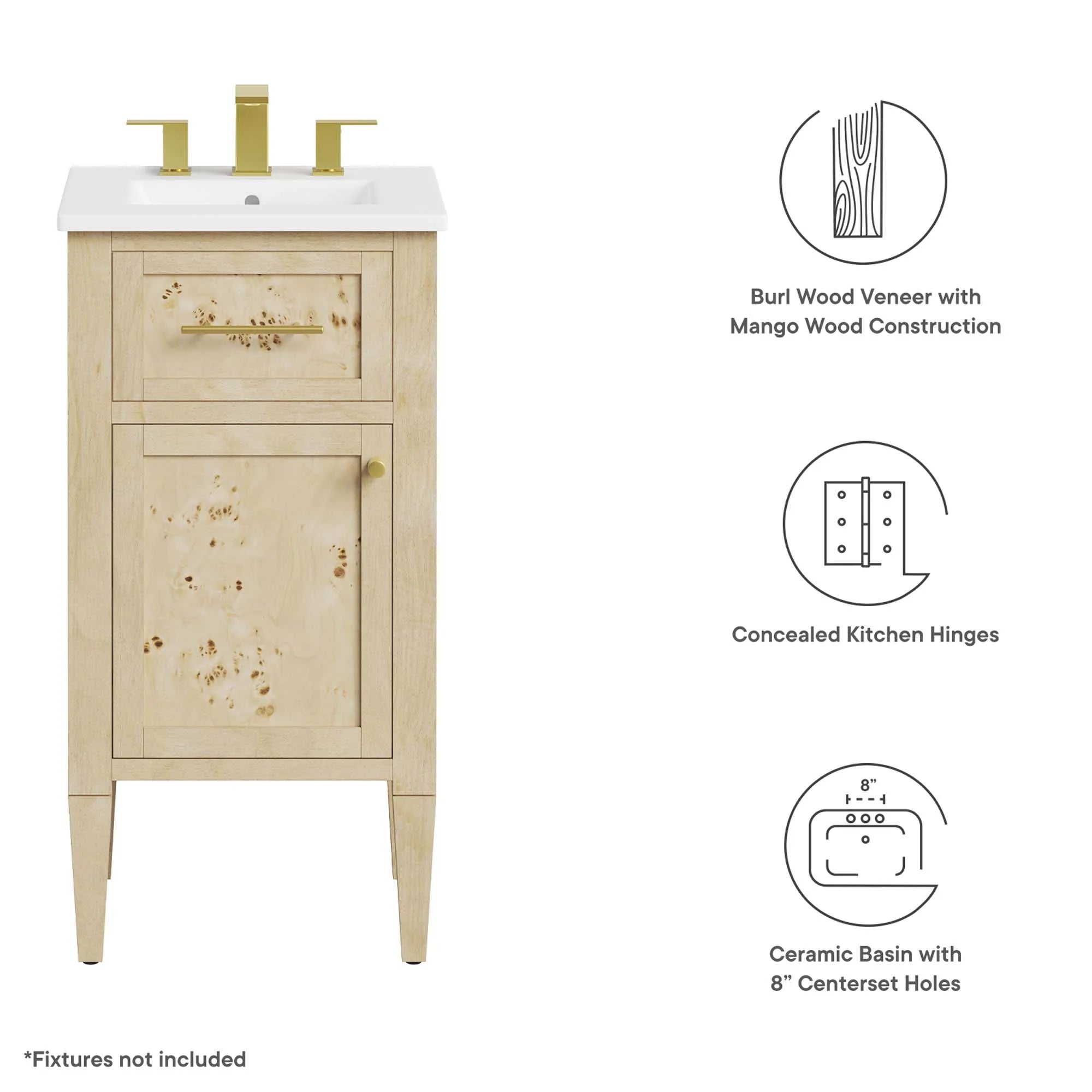 Elysian Wood Bathroom Vanity Basin Included