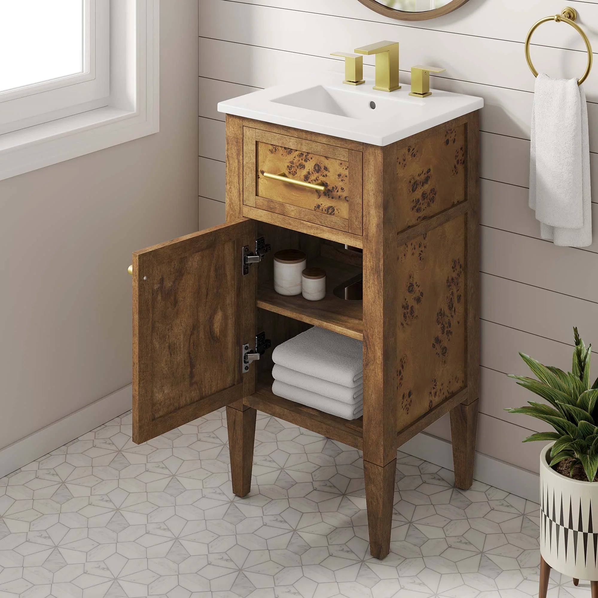 Meuble-lavabo de salle de bain en bois Elysian inclus