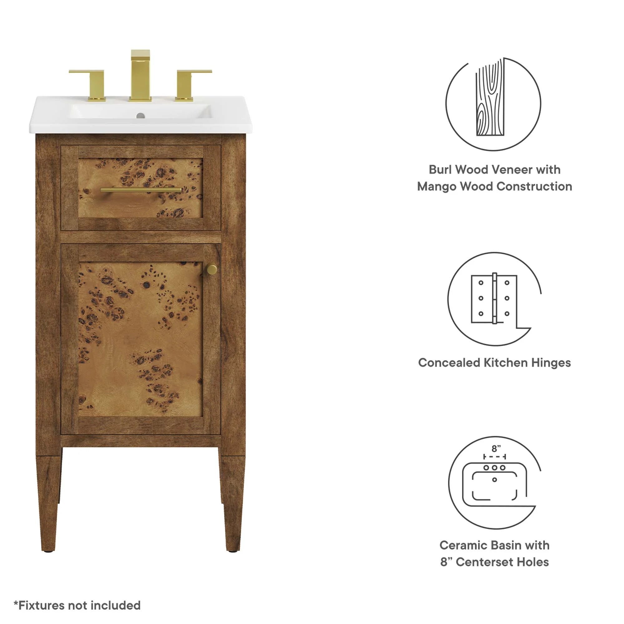 Elysian Wood Bathroom Vanity Basin Included