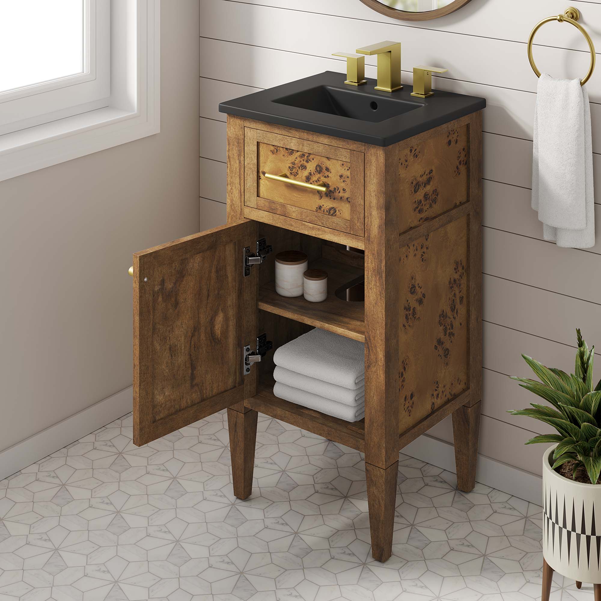 Meuble-lavabo de salle de bain en bois Elysian inclus