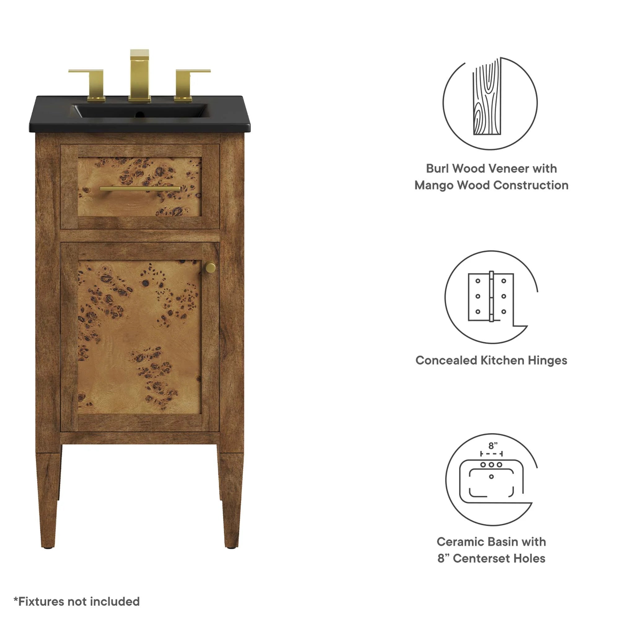 Elysian Wood Bathroom Vanity Basin Included