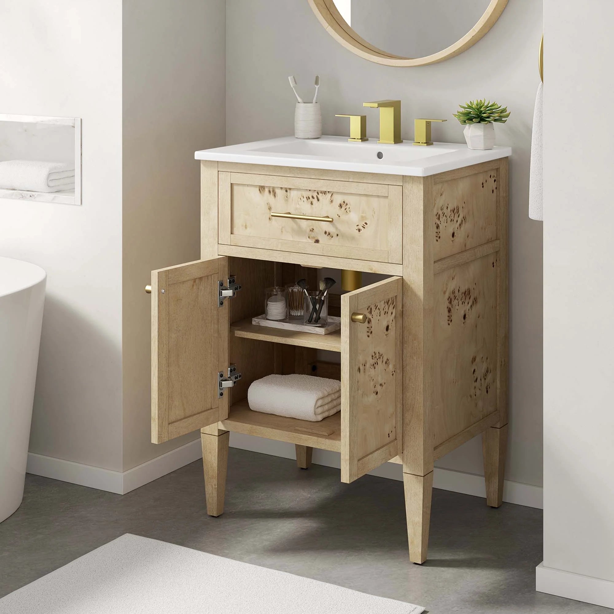 Meuble-lavabo de salle de bain en bois Elysian inclus