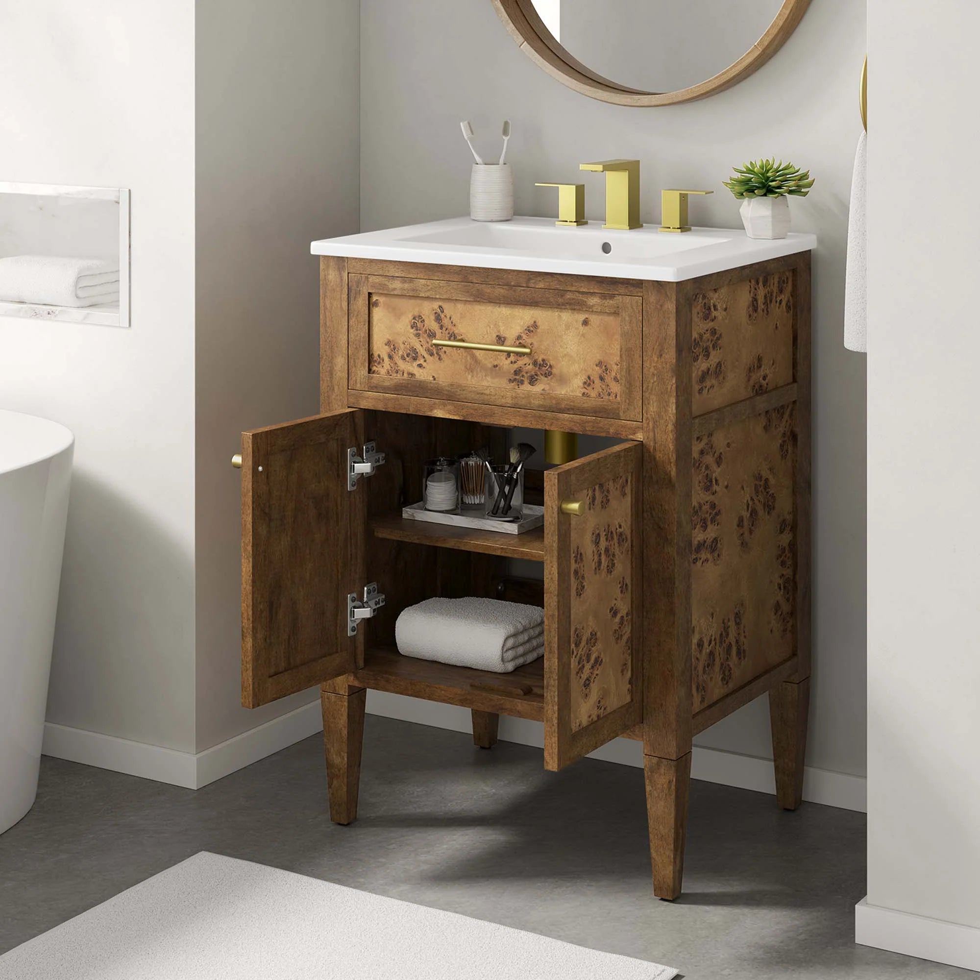 Meuble-lavabo de salle de bain en bois Elysian inclus